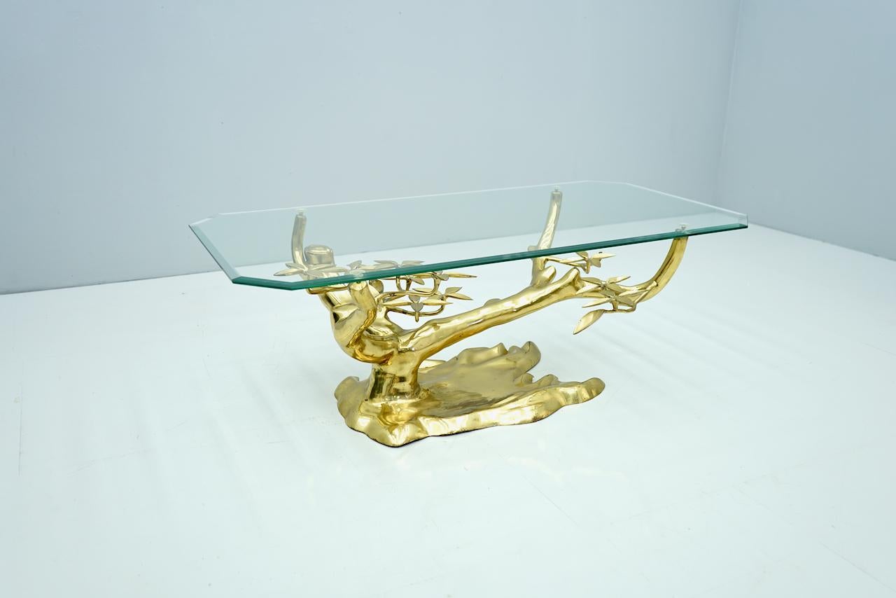 Willy Daro Bonsai Brass and Glass Coffee Table, 1970s For Sale 3