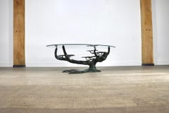 Willy Daro Bonsai Tree Coffee Table, Brass & Glass, Belgium, 1970s