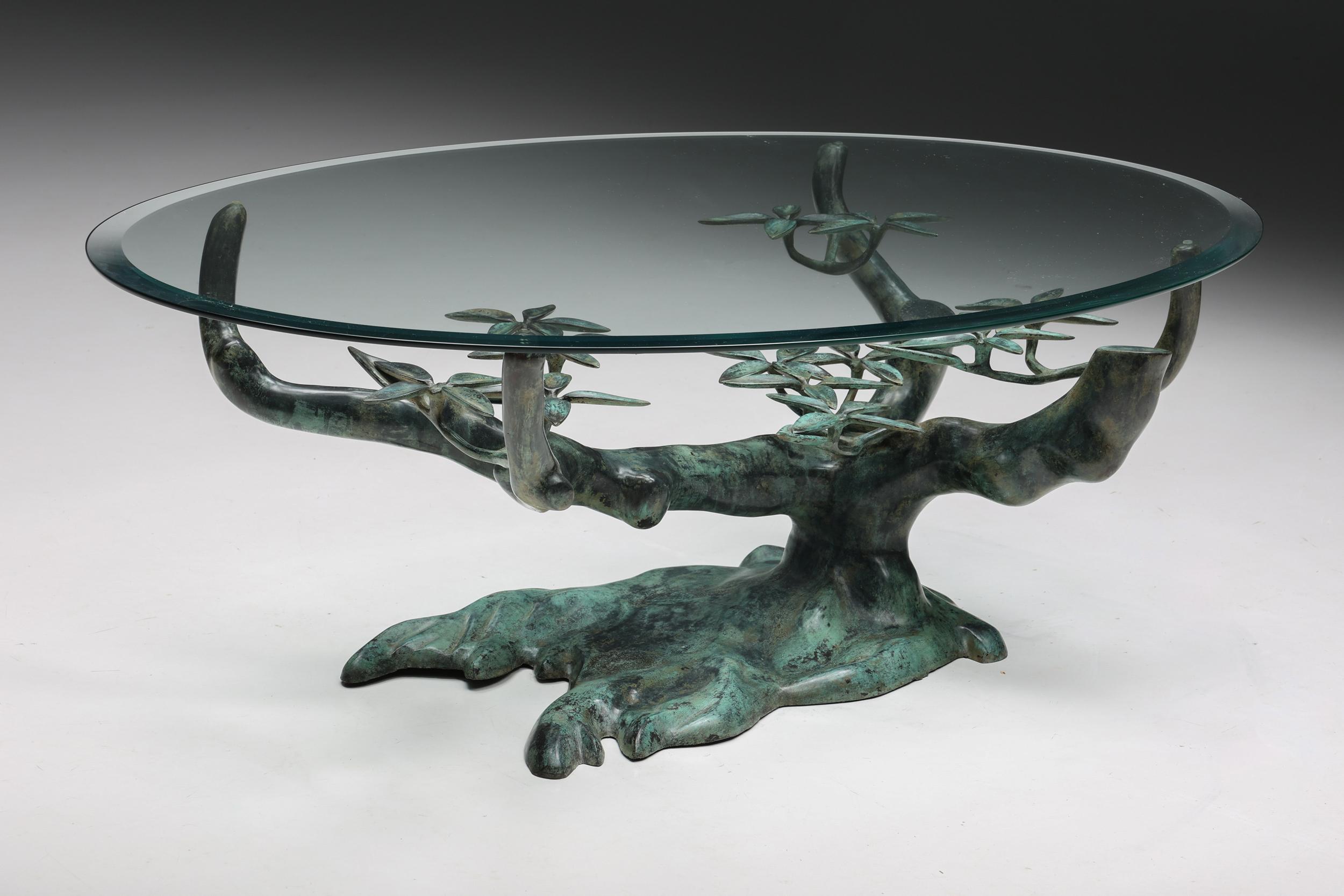 Willy Daro Bonsai Tree Coffee Table, Brass & Glass, Belgium, 1970s In Excellent Condition In Antwerp, BE