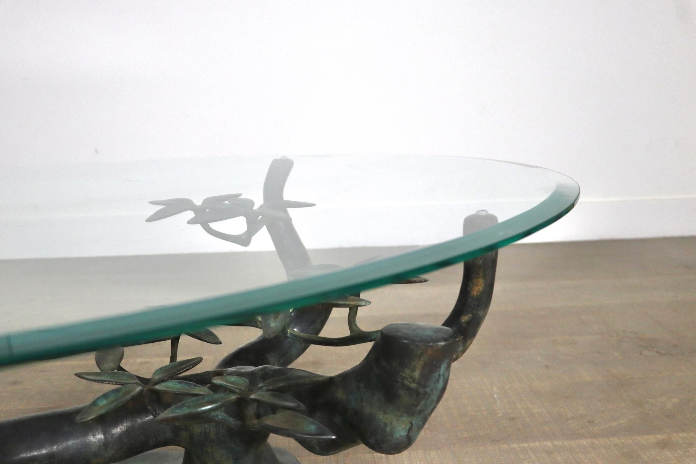 Willy Daro Bonsai Tree Coffee Table, Brass & Glass, Belgium, 1970s 4
