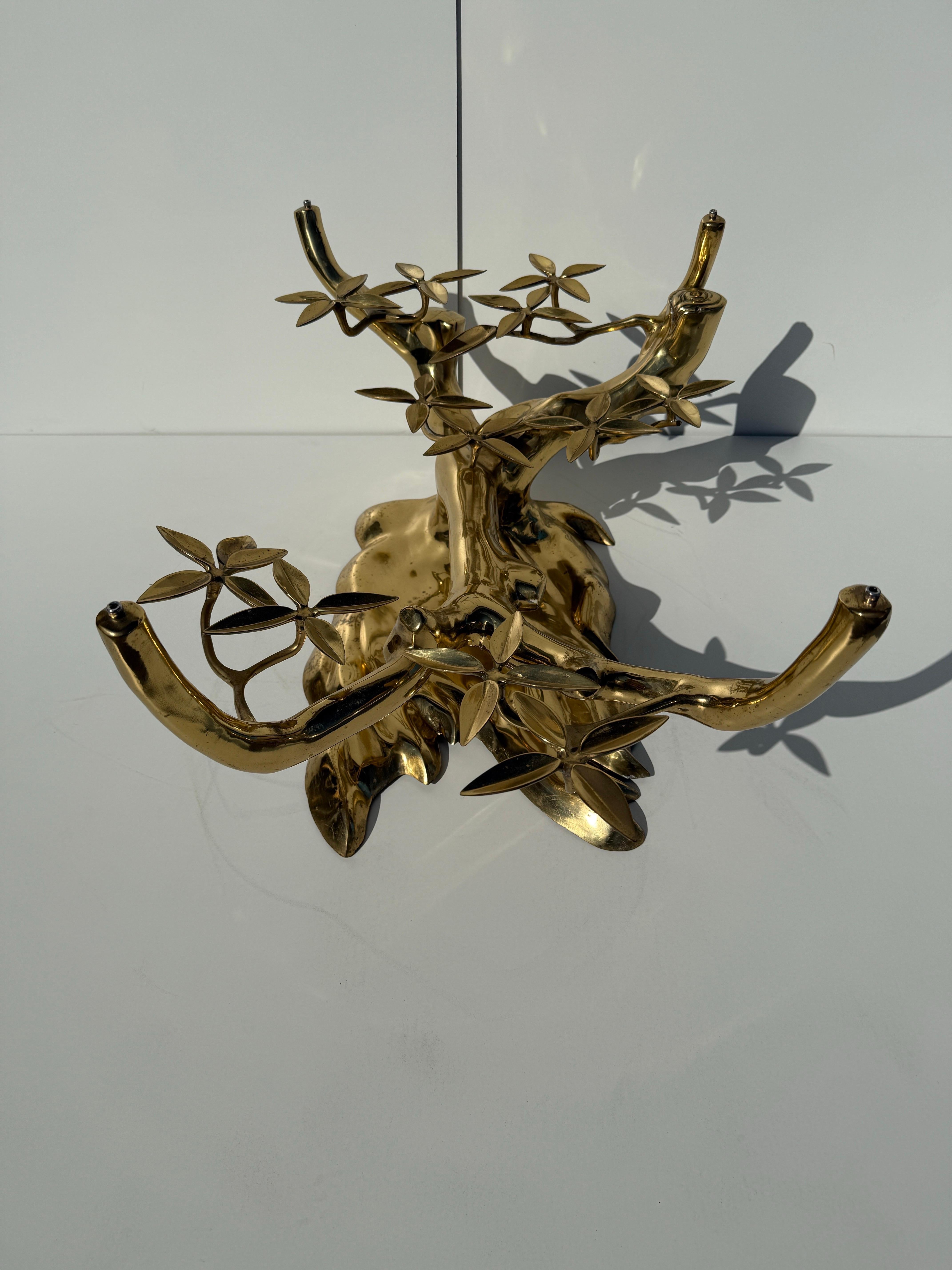 Tavolino con albero bonsai in ottone Willy Daro in vendita 3