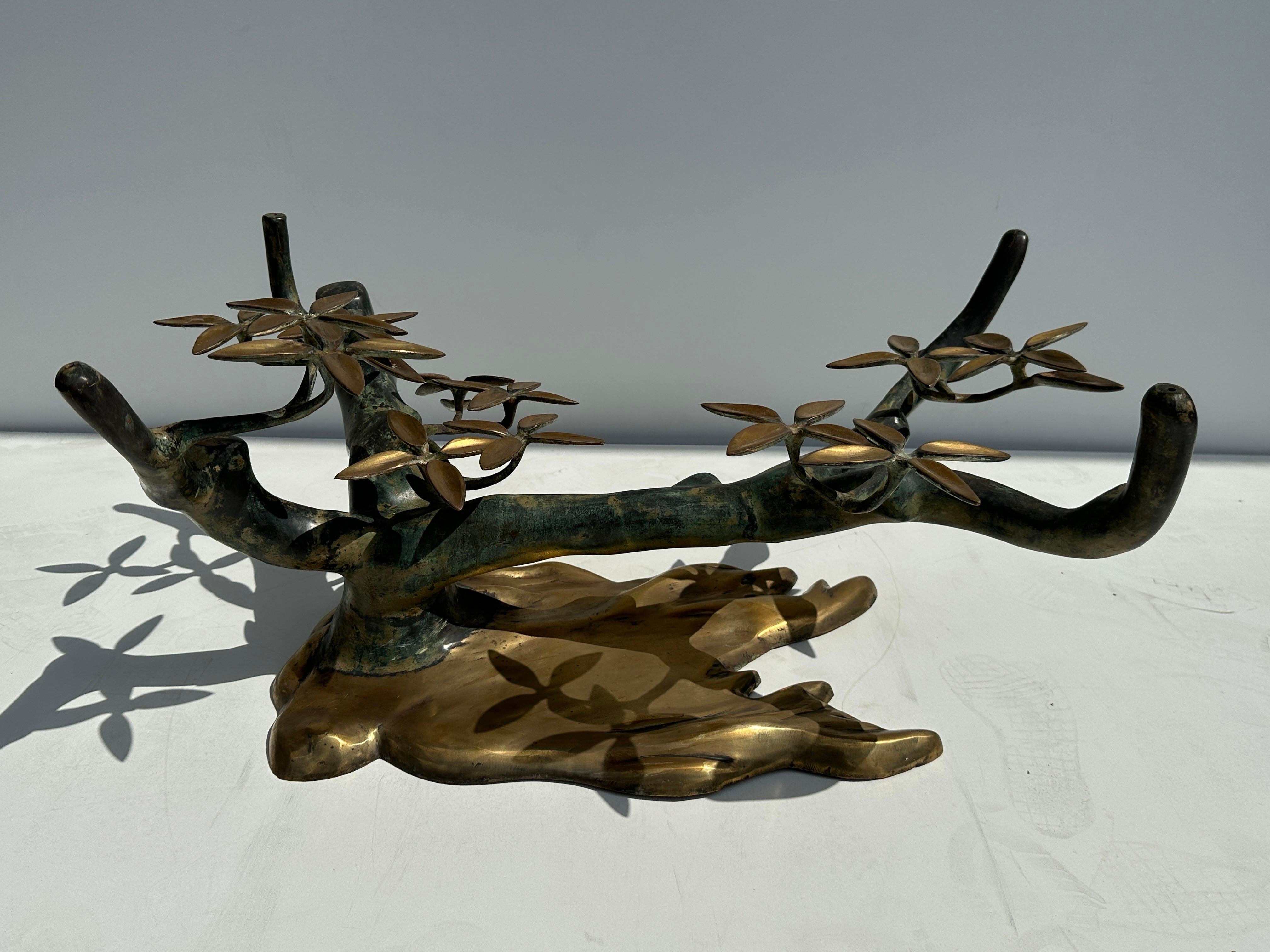 Patinated Willy Daro Brass Bonsai Tree Coffee Table For Sale