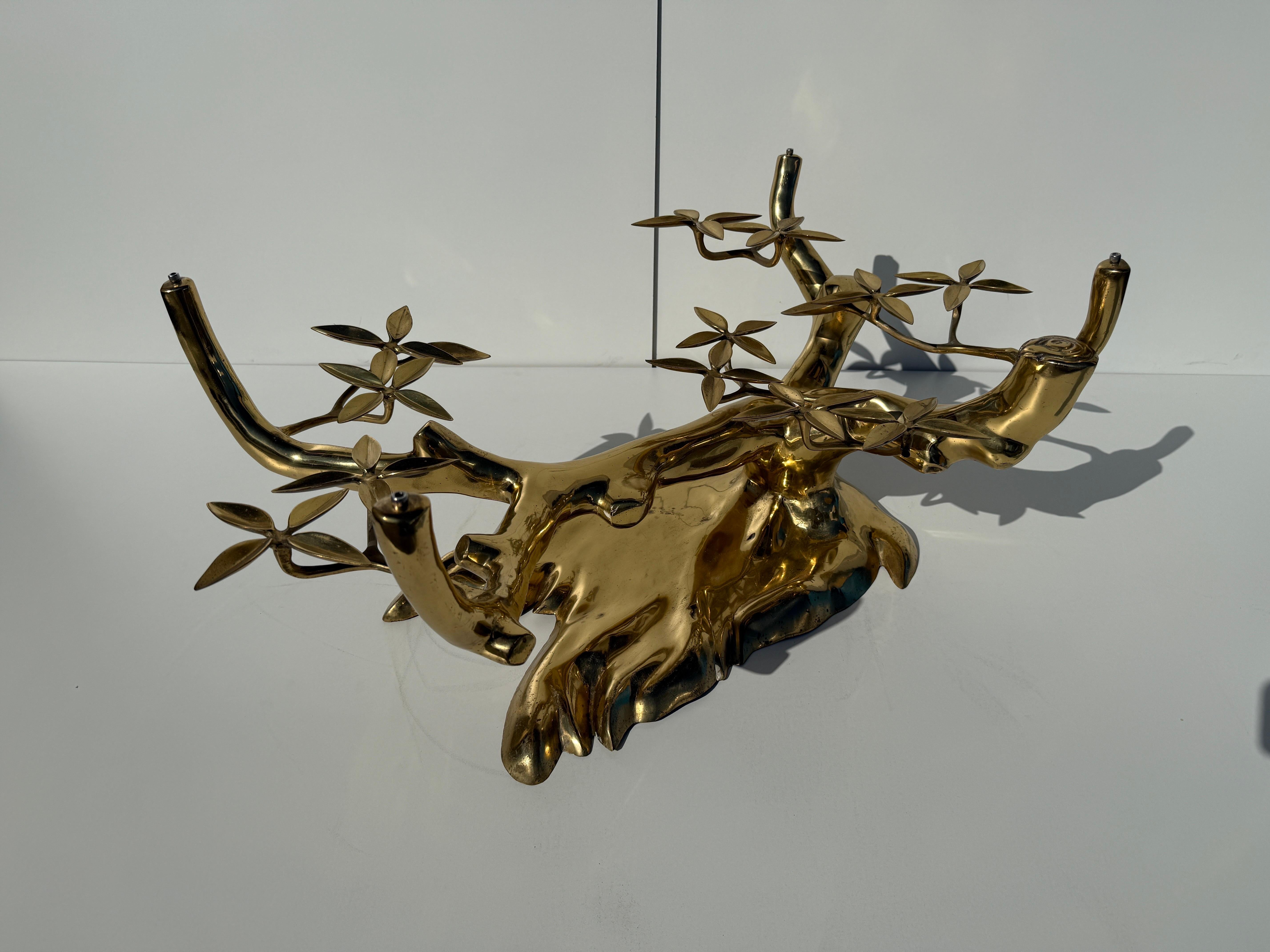 Tavolino con albero bonsai in ottone Willy Daro in vendita 1