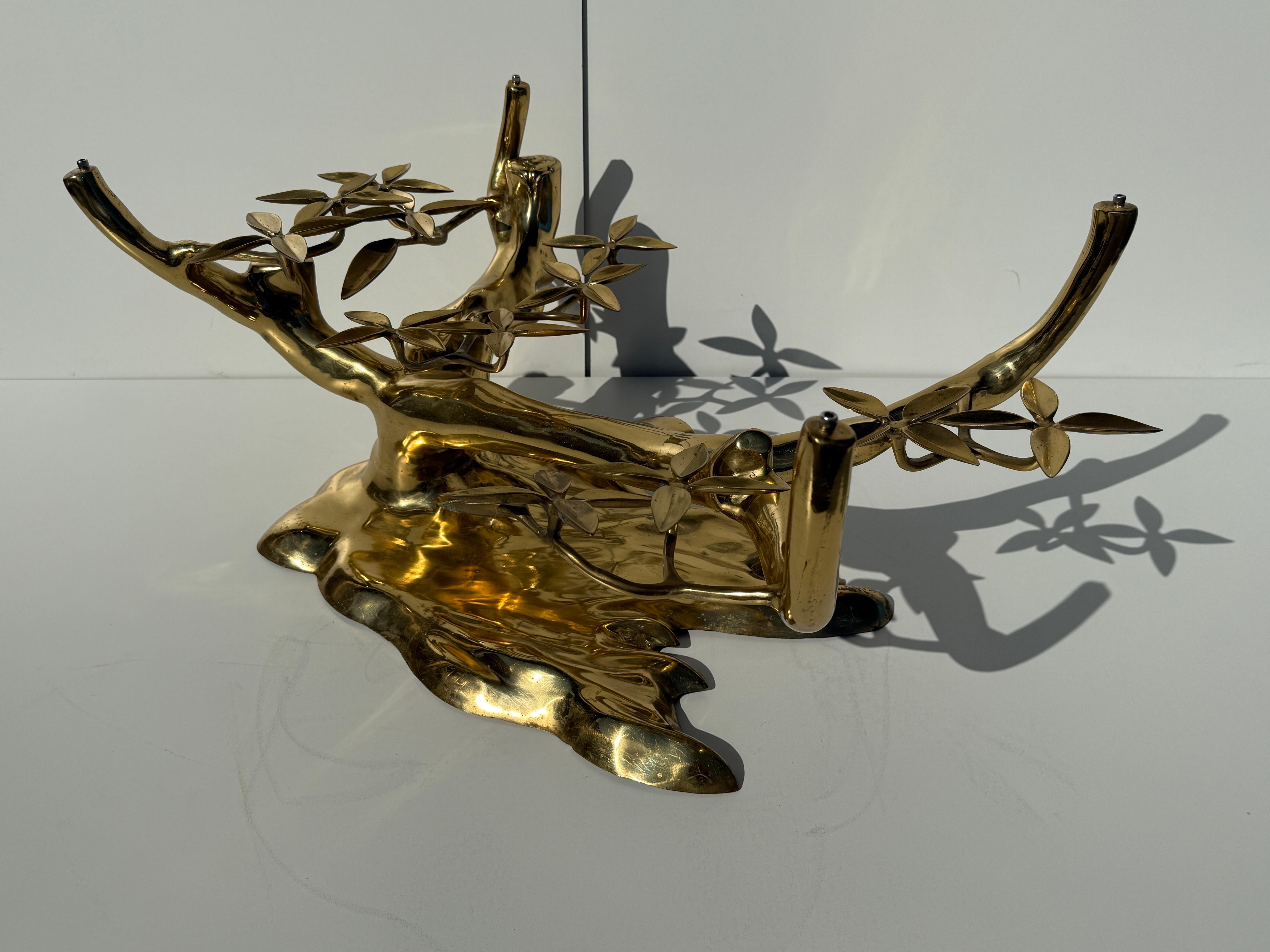 Tavolino con albero bonsai in ottone Willy Daro in vendita 2
