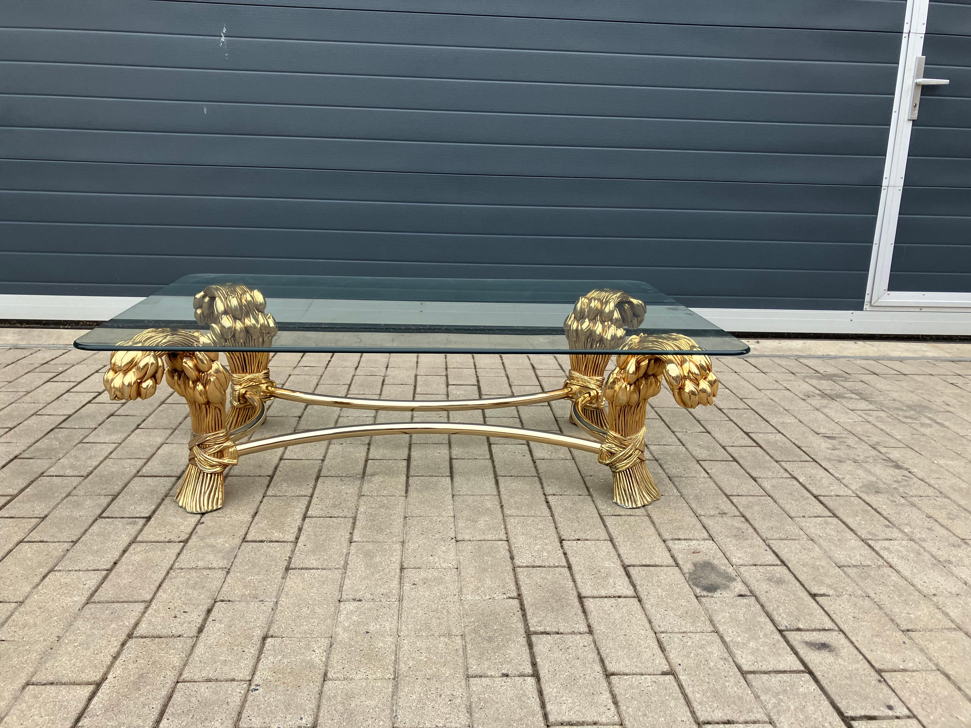 Willy Daro Brass Coffee Table 70’s Hollywood Regency 14