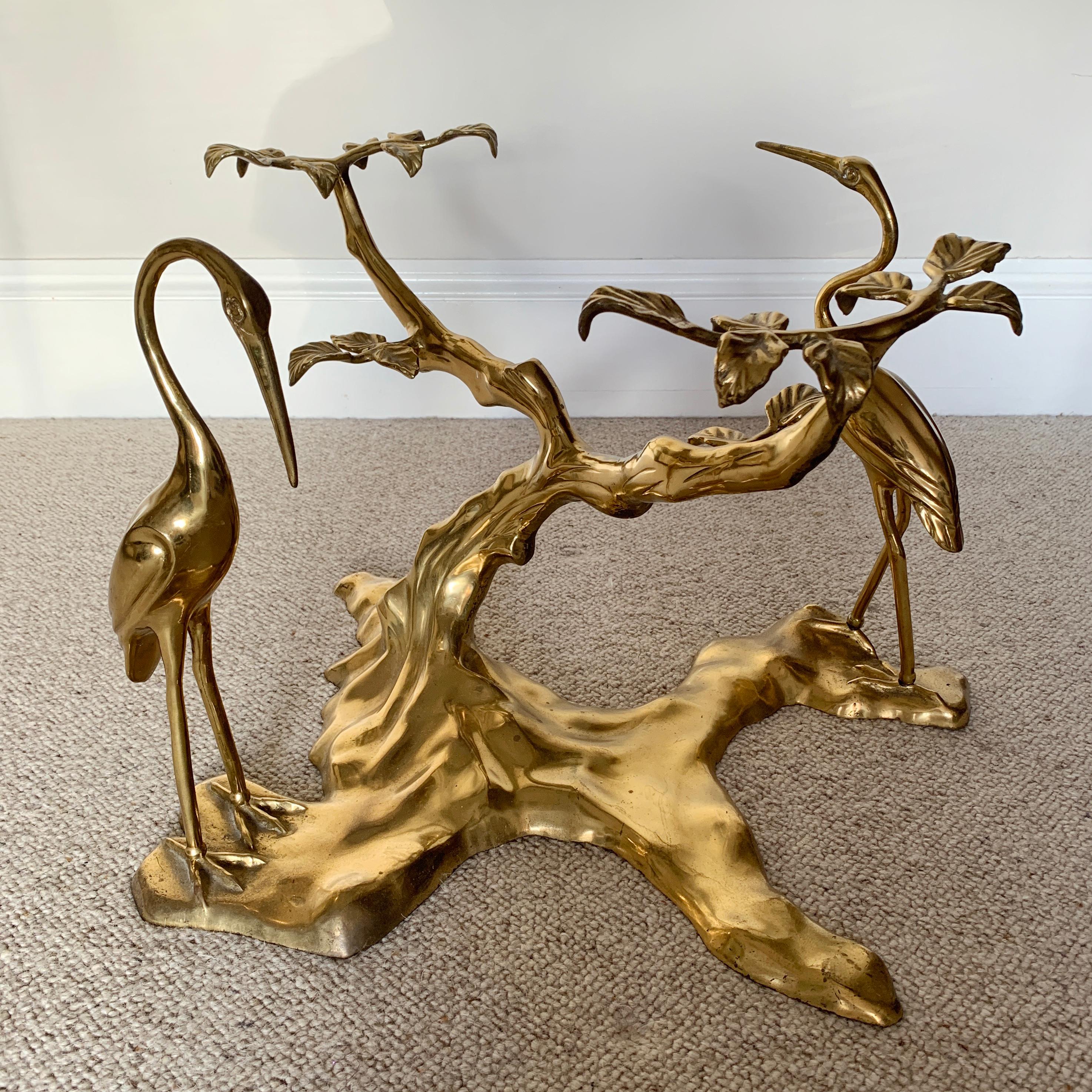 Willy Daro Brass Crane Coffee Table, 1970s 4