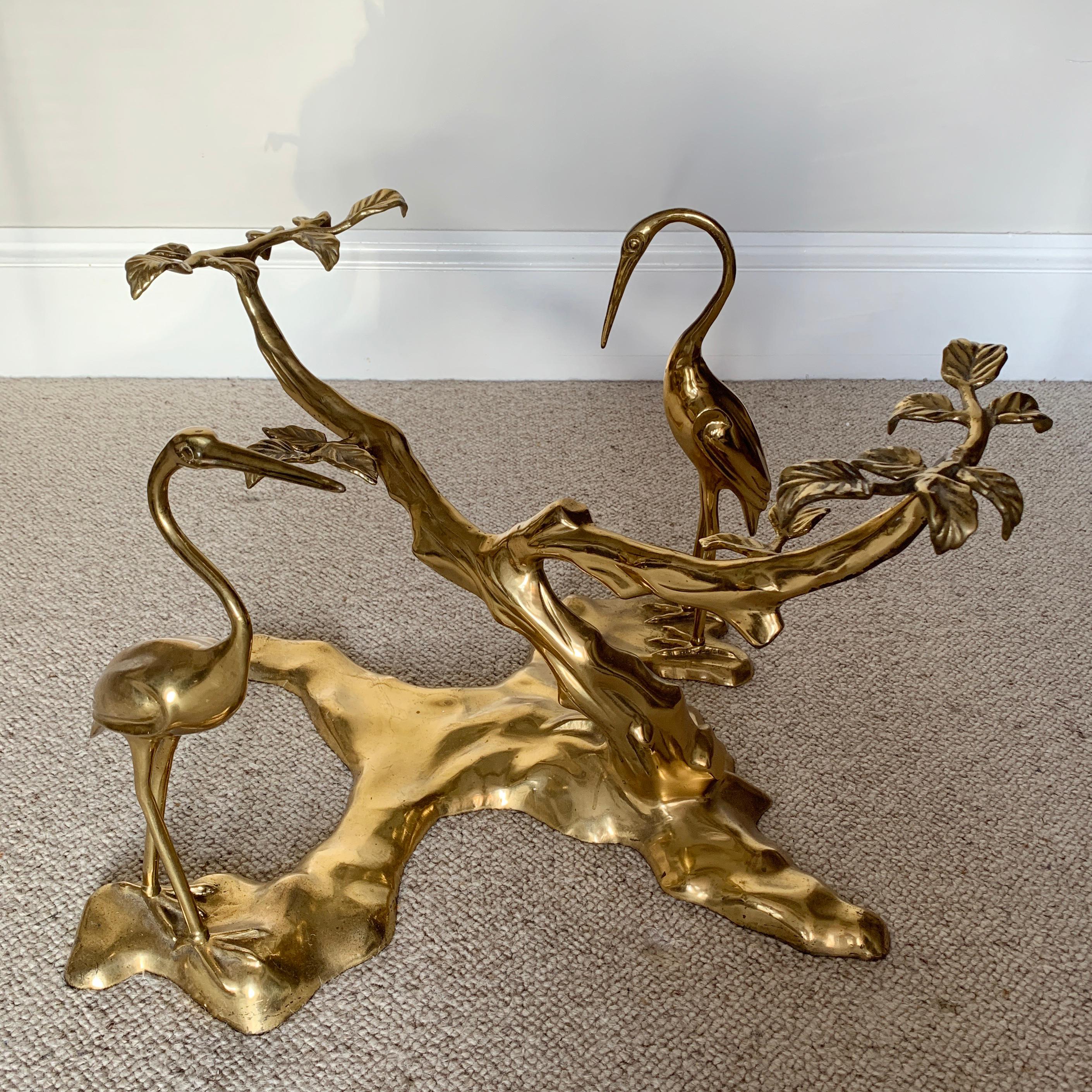 Mid-Century Modern Willy Daro Brass Crane Coffee Table, 1970s