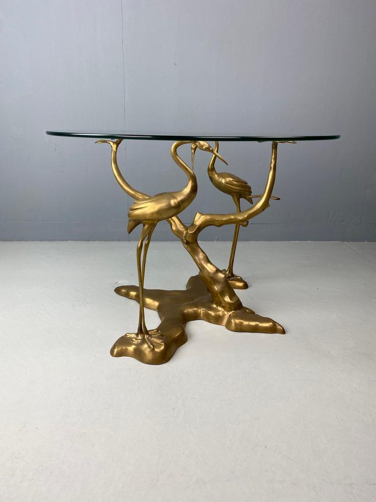 Willy Daro brass side table Crane bird Bonsai 1970 For Sale 4