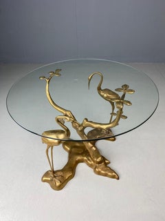 Willy Daro coffee table Crane bird brass Bonsai tree 1970 Belgium