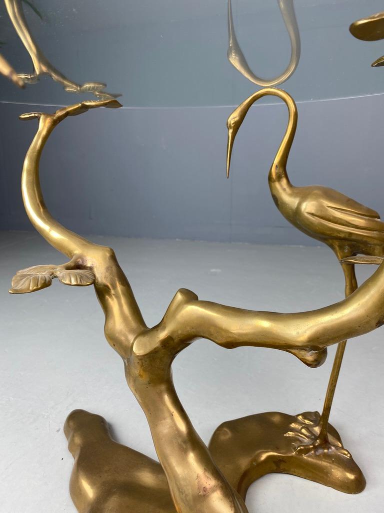 Late 20th Century Willy Daro brass side table Crane bird Bonsai 1970 For Sale