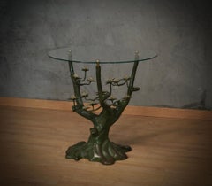 Mesa auxiliar de café Willy Daro de bronce y cristal de mediados de siglo, 1970