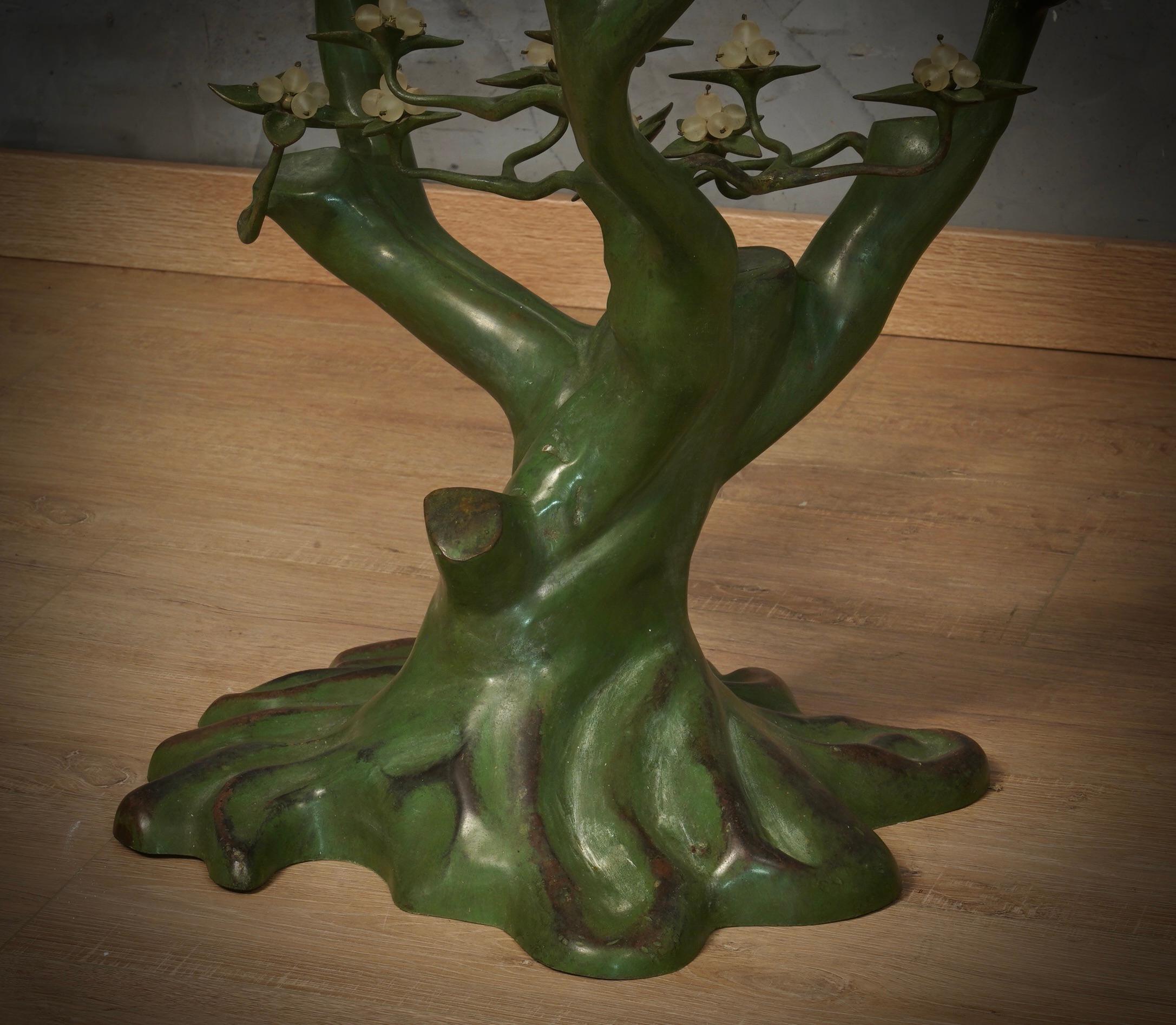 Mid-Century moderno Tavolino da caffè di metà secolo in bronzo e vetro di Willy Daro, 1970 in vendita