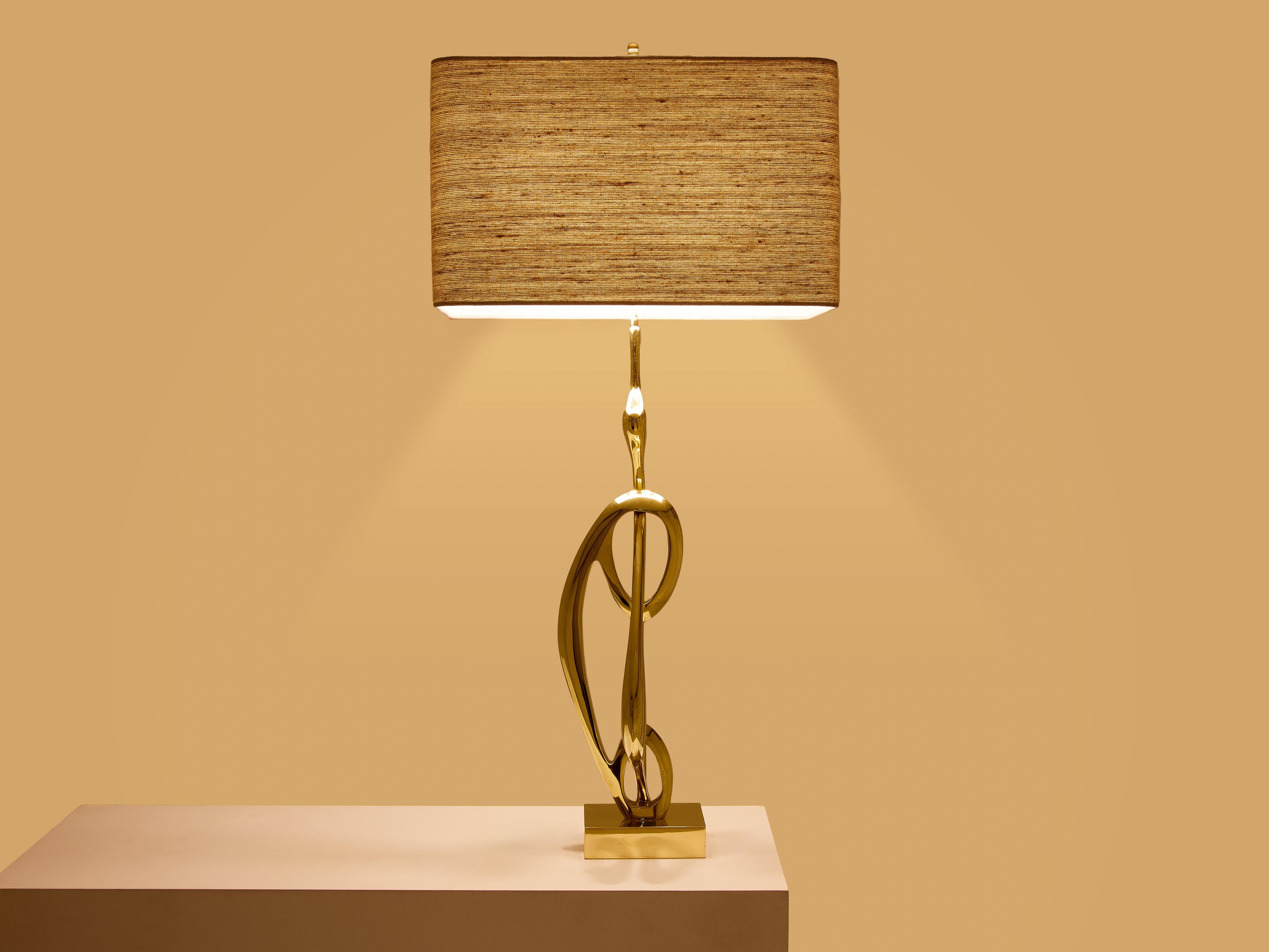 Mid-Century Modern Willy Daro bronze sculpture table lamp 1970 For Sale