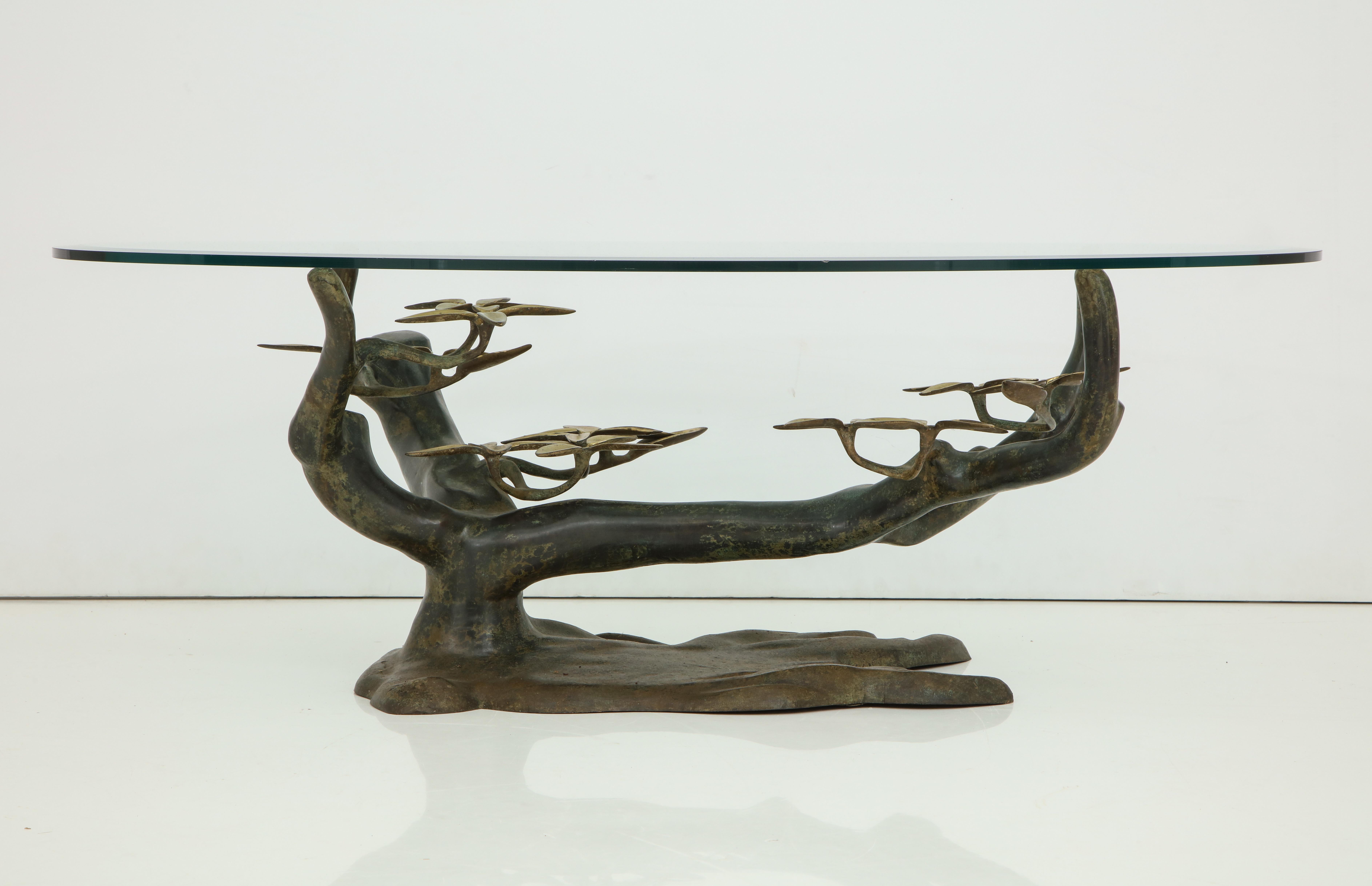 Late 20th Century Willy Daro Bronze Tree Form Base Coffee Table