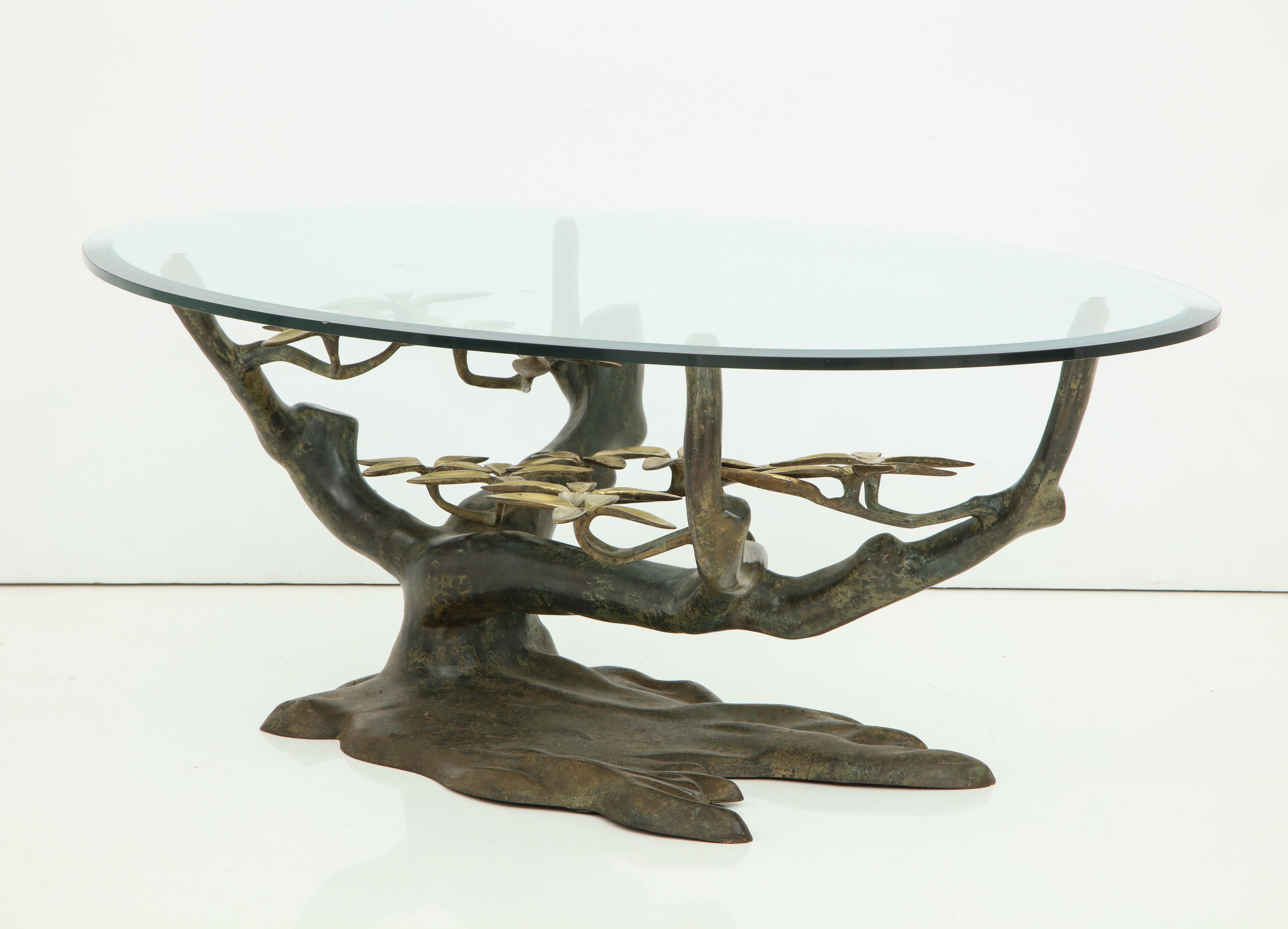 Willy Daro Bronze Tree Form Base Coffee Table 3