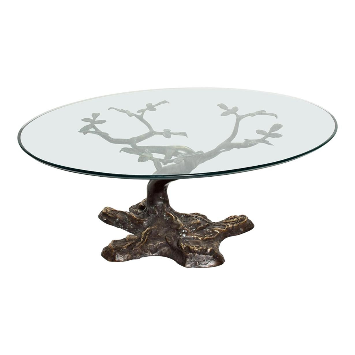 Willy Daro Contemporary Postmodern Bronze Bonsai Tree Coffee Table Midcentury