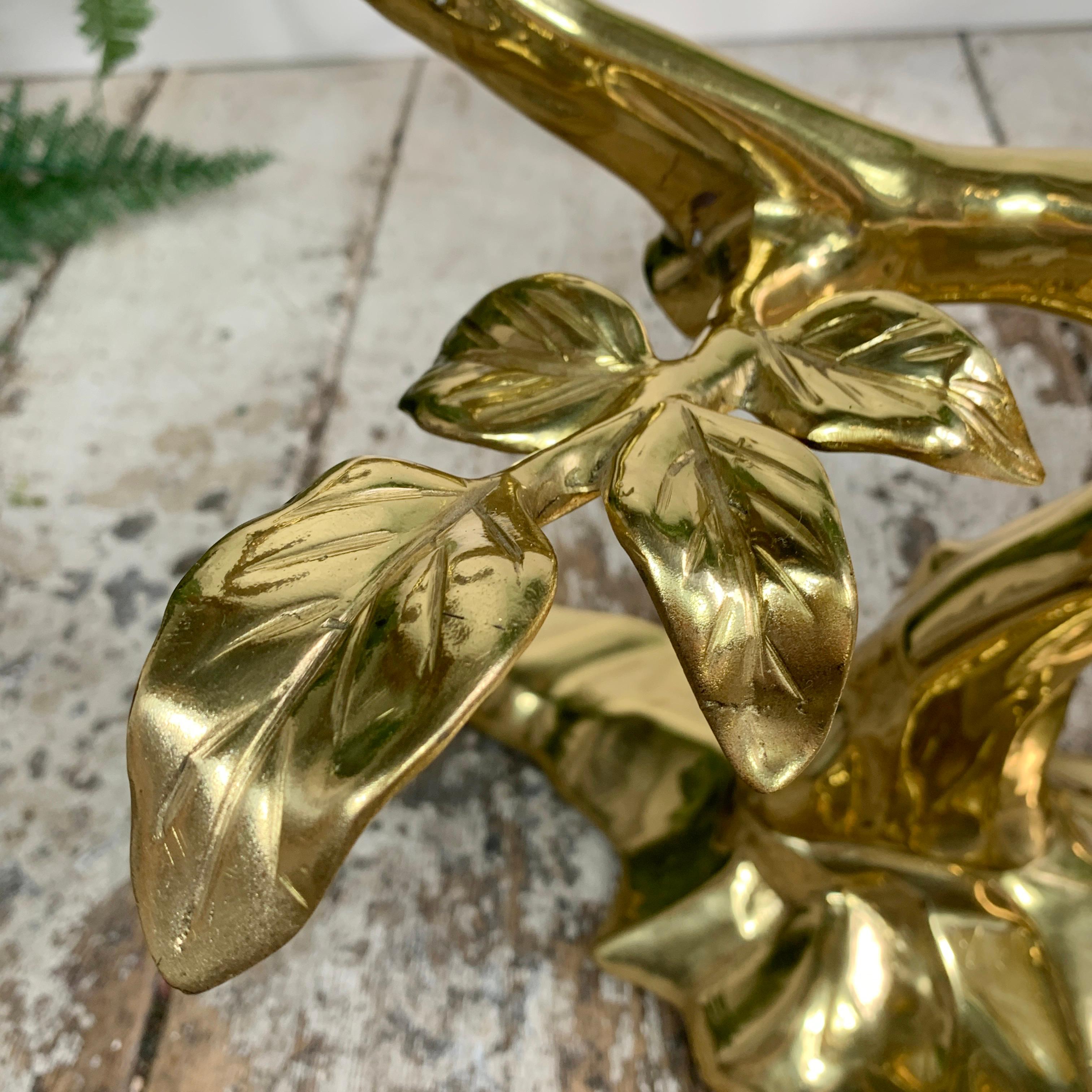Willy Daro Gold Crane & Bonzai Tree Brass Coffee Table In Good Condition For Sale In Hastings, GB