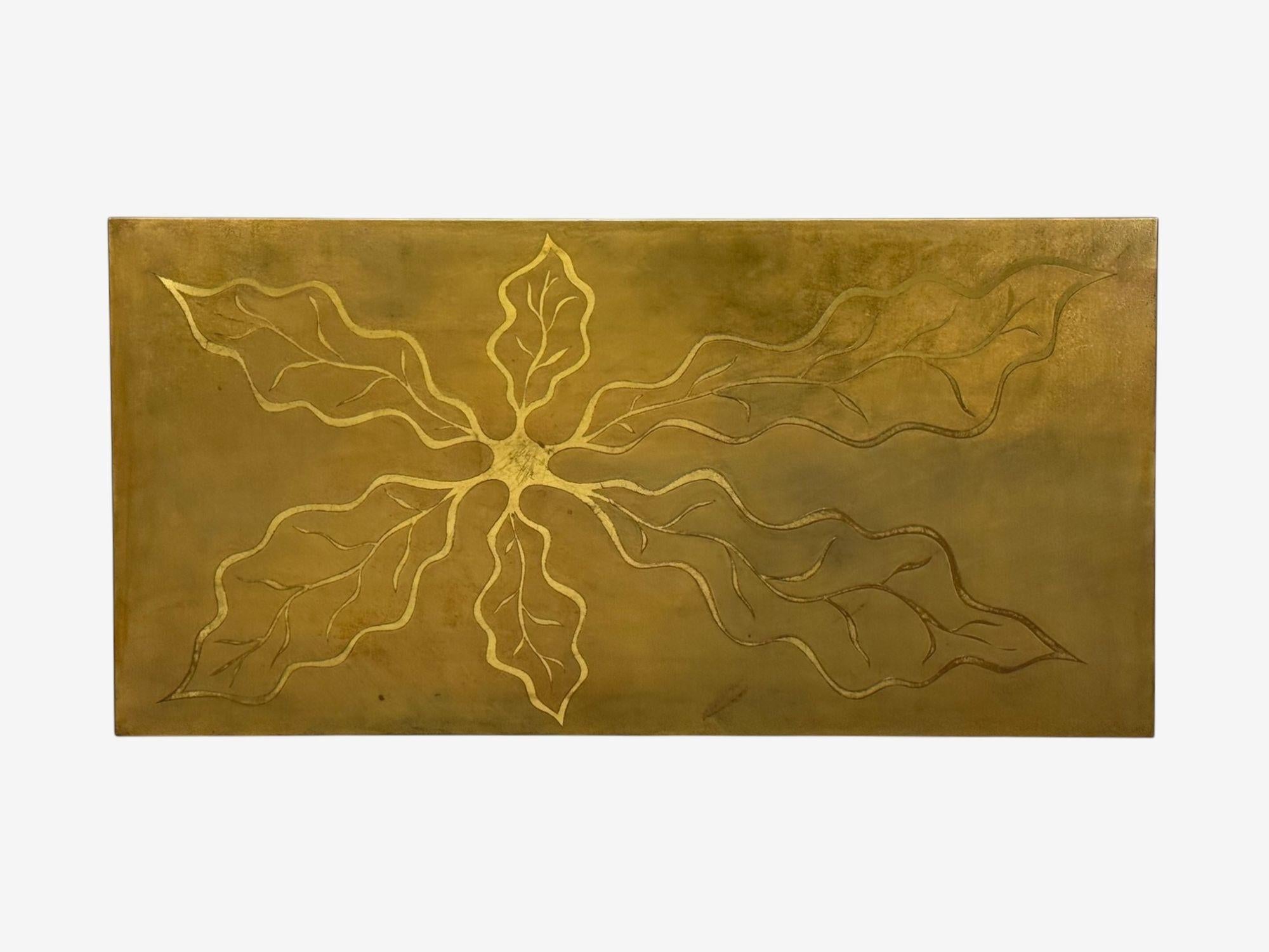 Laiton Willy Daro, laiton gravé, table basse, Belgique, années 1970 en vente