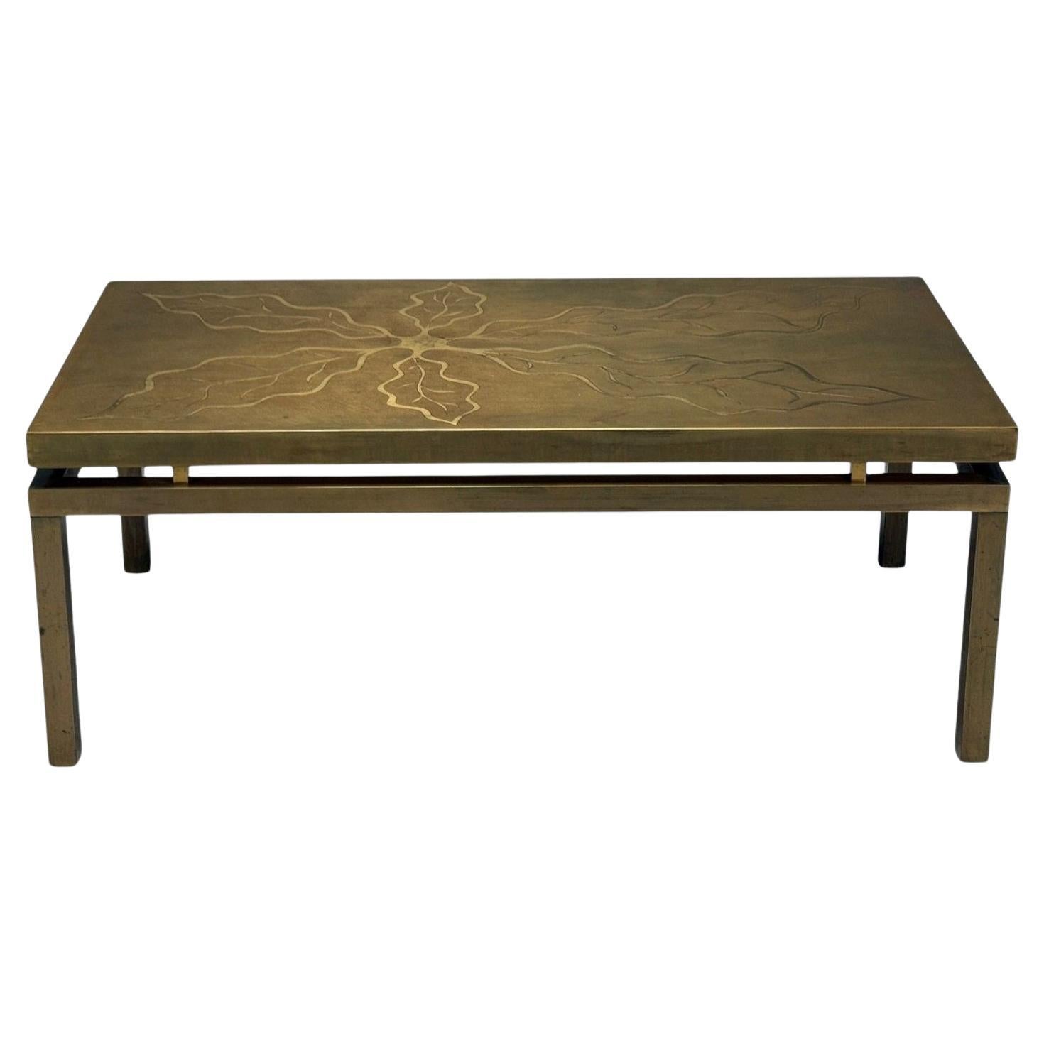 Willy Daro, laiton gravé, table basse, Belgique, années 1970