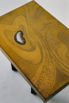 WILLY DARO - Etched Brass and Inlay Agate Side Tables