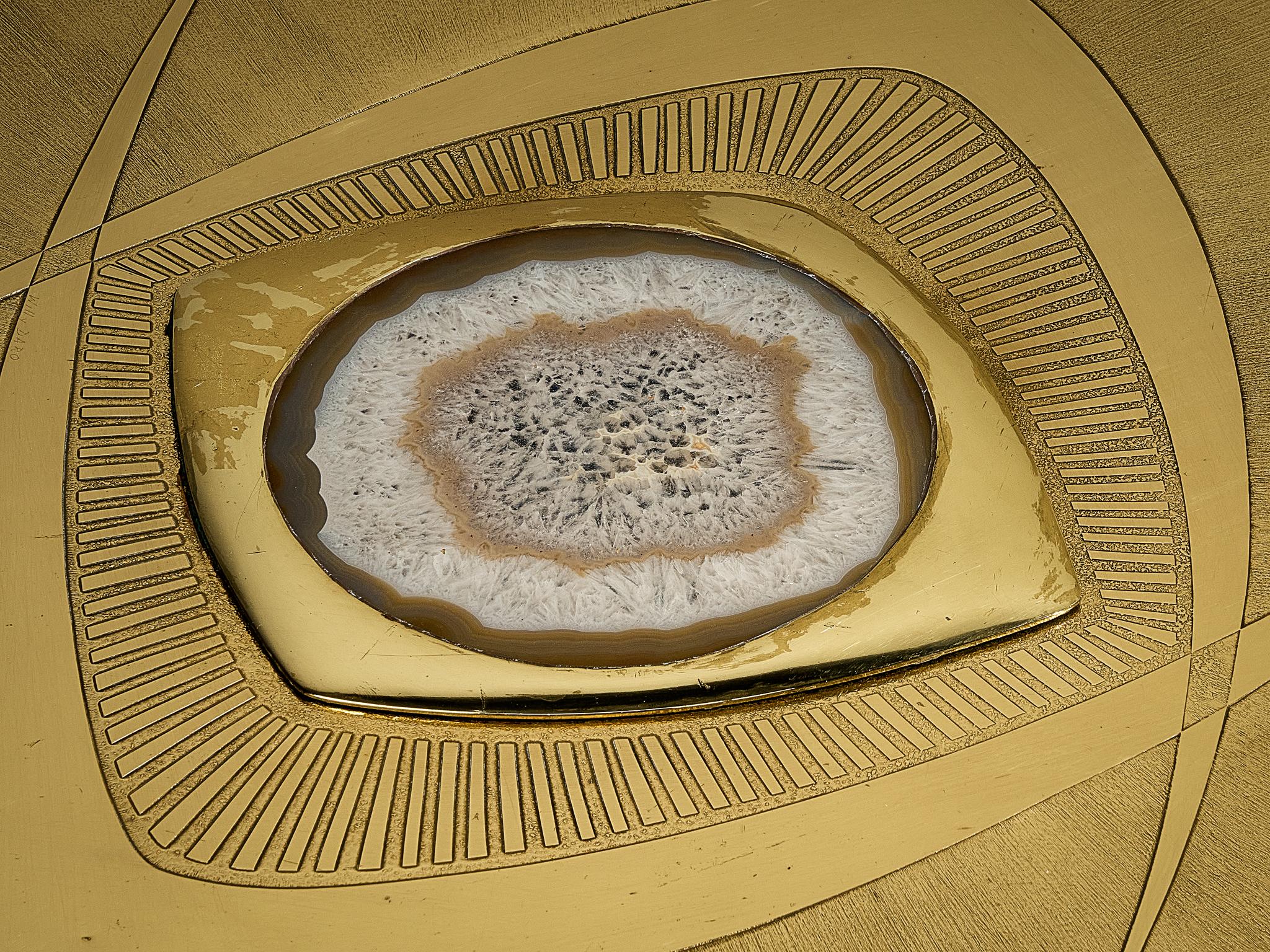 Willy Daro Illuminated Coffee Table in Brass and Agate im Angebot 3