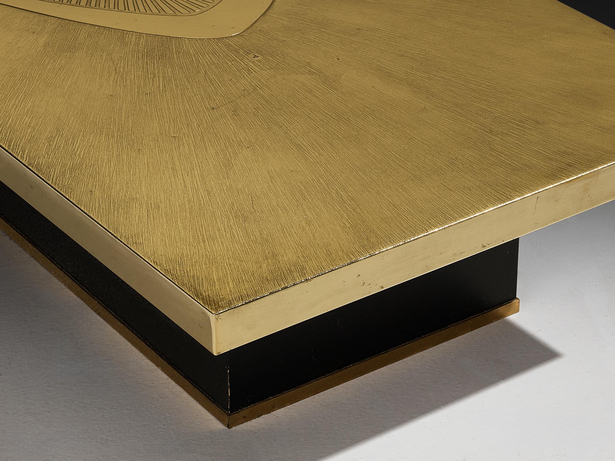 Willy Daro Illuminated Coffee Table in Brass and Agate (Ende des 20. Jahrhunderts) im Angebot