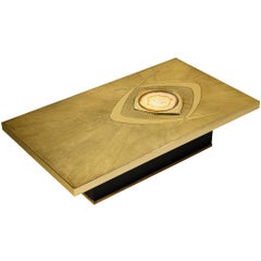 Willy Daro Illuminated Coffee Table in Brass and Agate