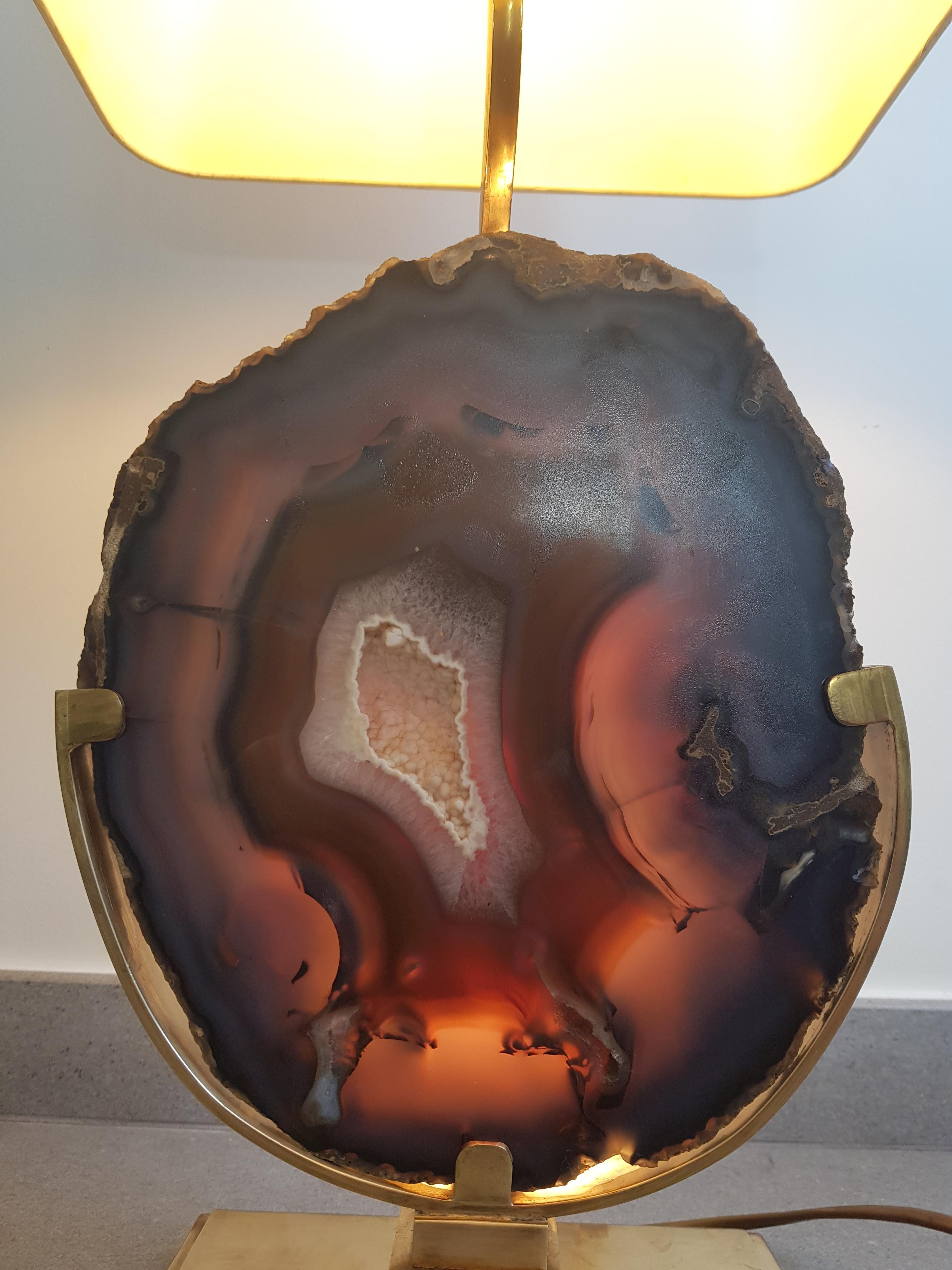 Belgian Willy Daro Large Agate Table Lamp For Sale