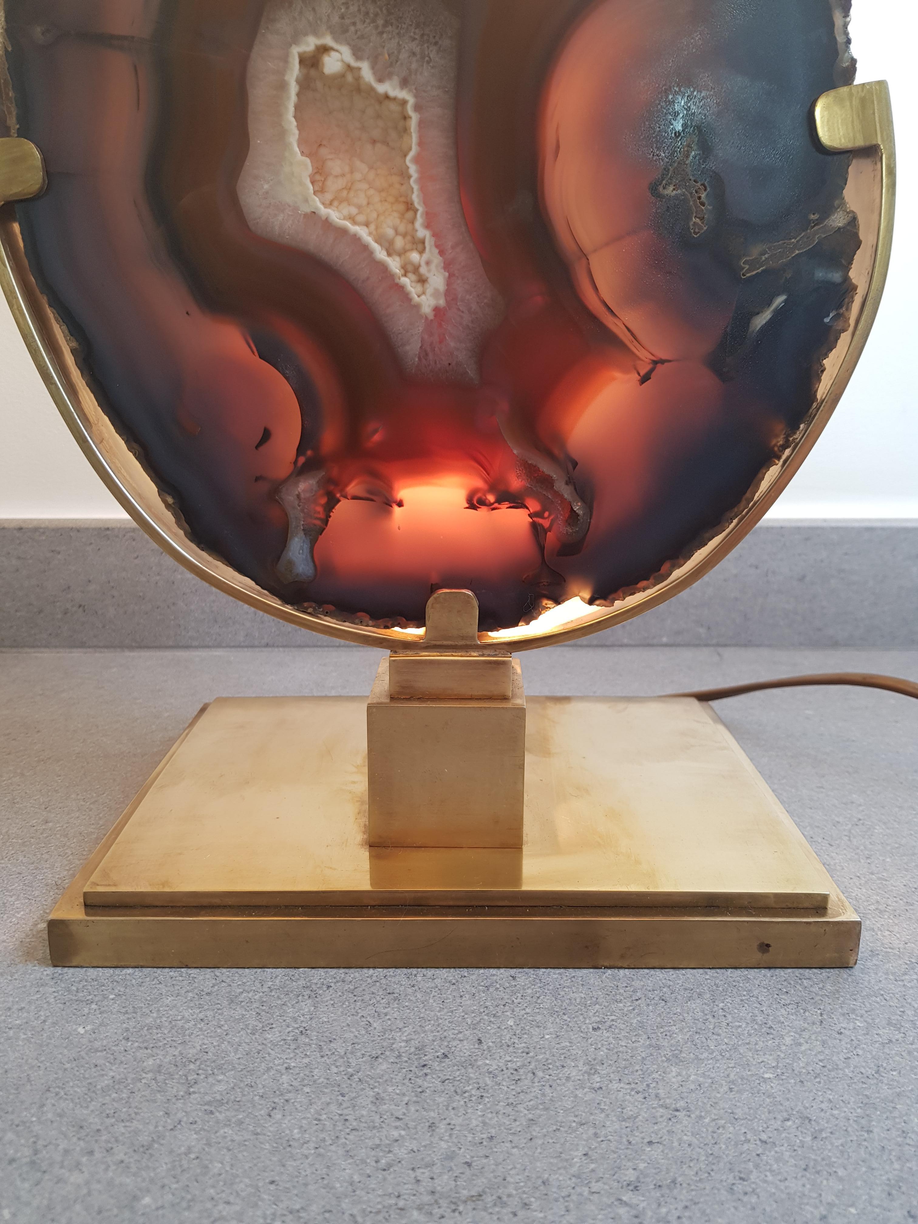 Willy Daro Large Agate Table Lamp In Good Condition For Sale In De Klinge, BE