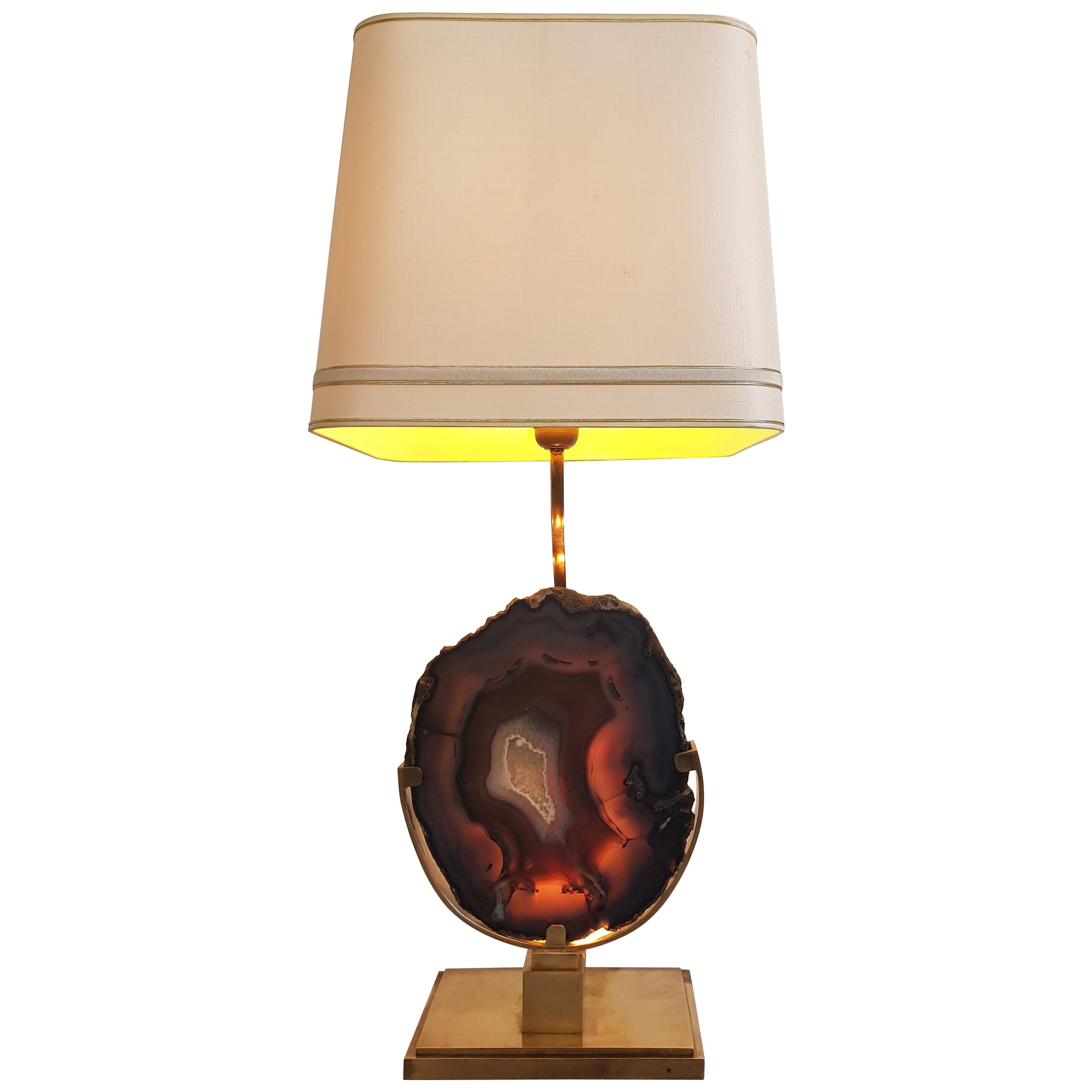 Willy Daro Large Agate Table Lamp For Sale