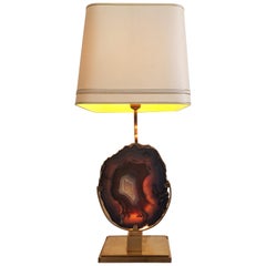 Vintage Willy Daro Large Agate Table Lamp
