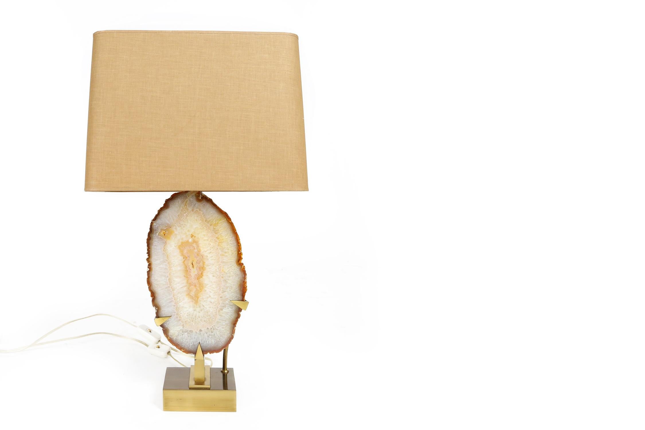 Willy Daro Large Bronze and Agate Table Lamp, 1970s 2