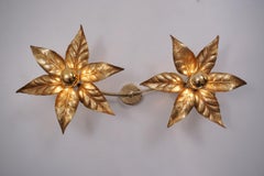 Willy Daro Light, Brass Flowers by Massive Lighting, circa 1970s, Belgian