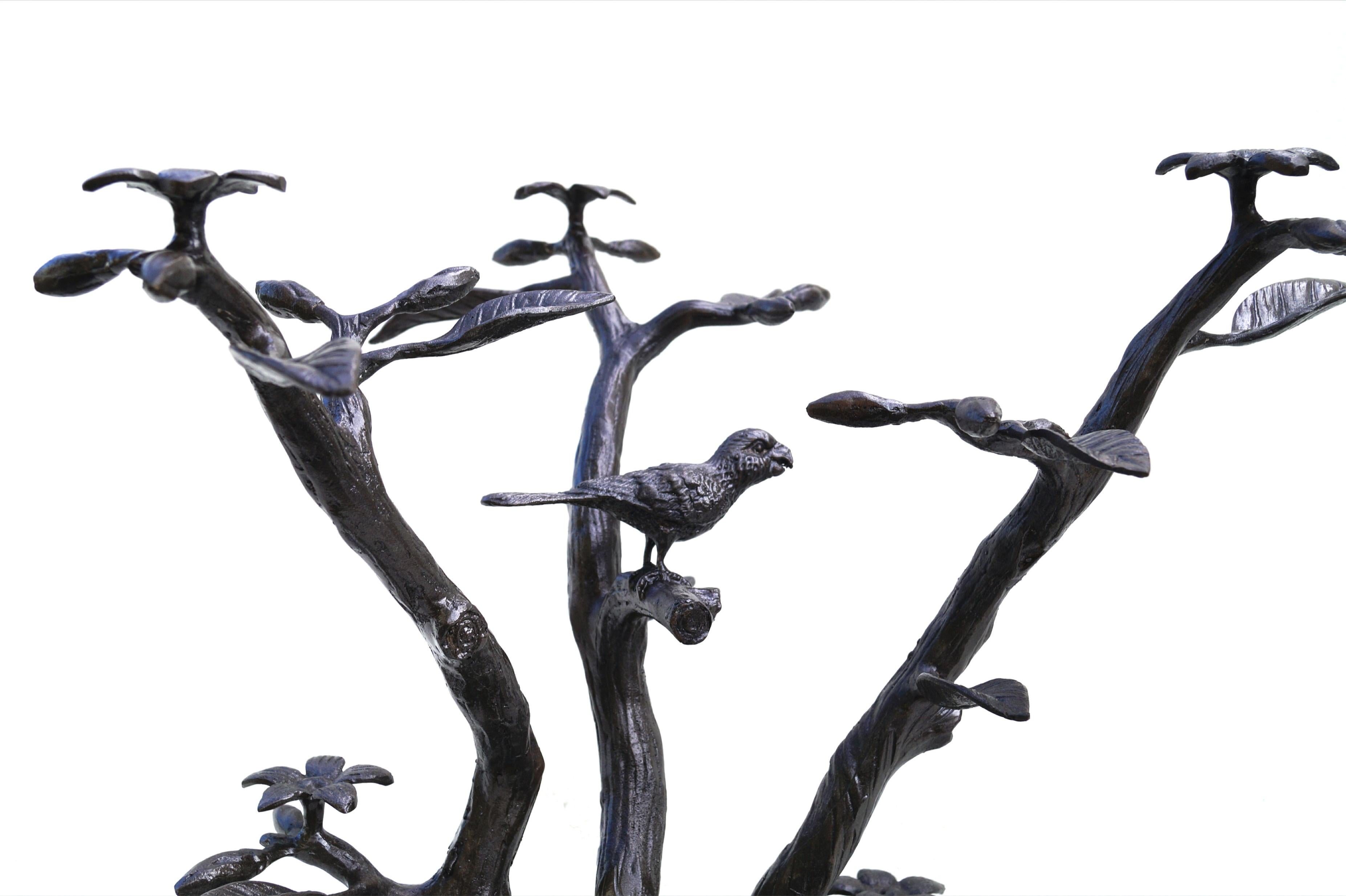 Hollywood Regency Willy Daro Manner Metal Tree & Bird Sculptural End Table Base For Sale