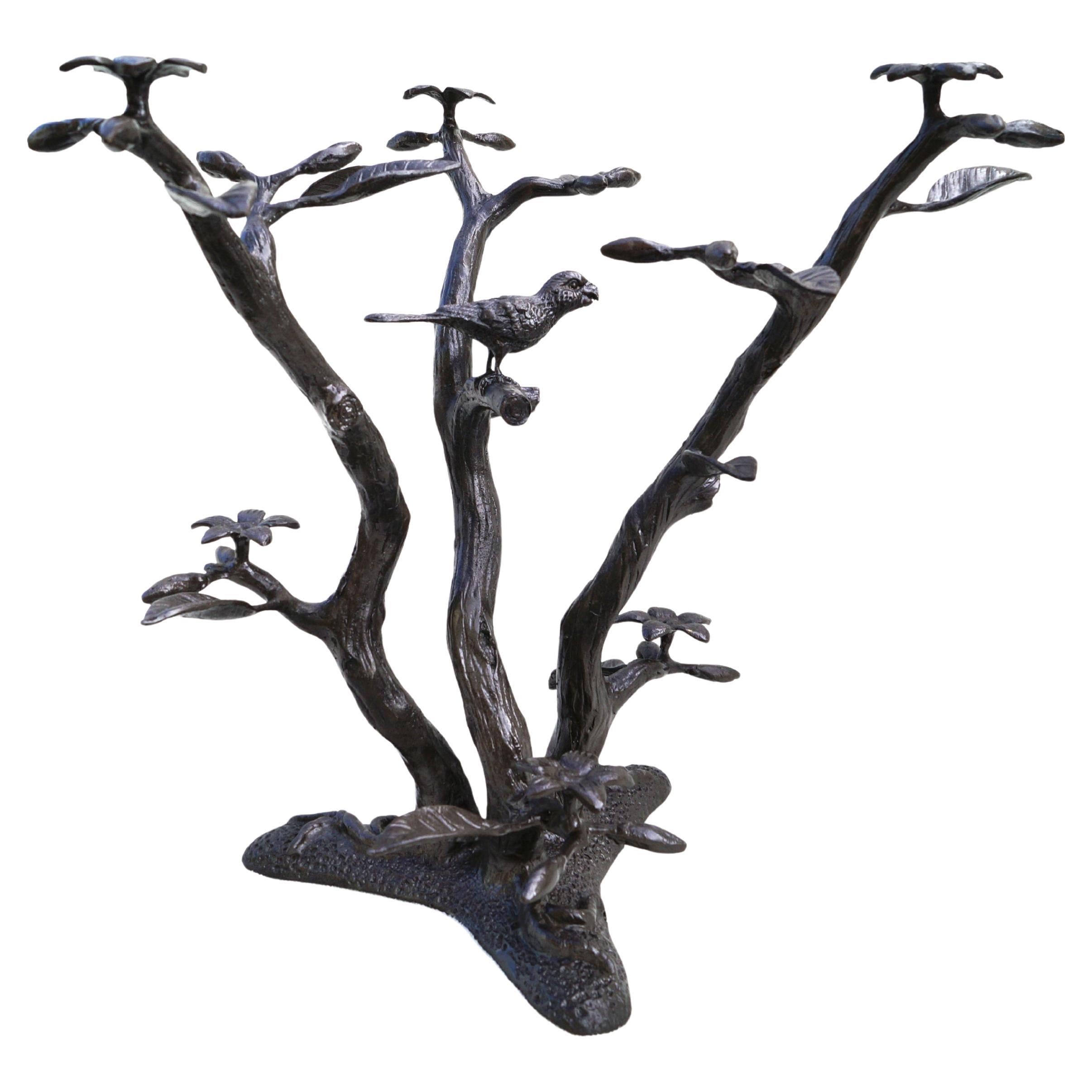 Willy Daro Manner Metall Baum & Vogel skulpturalen End Tabelle Basis