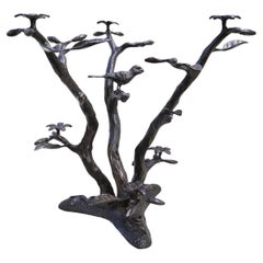 Willy Daro Manner Metal Tree & Bird Sculptural End Table Base