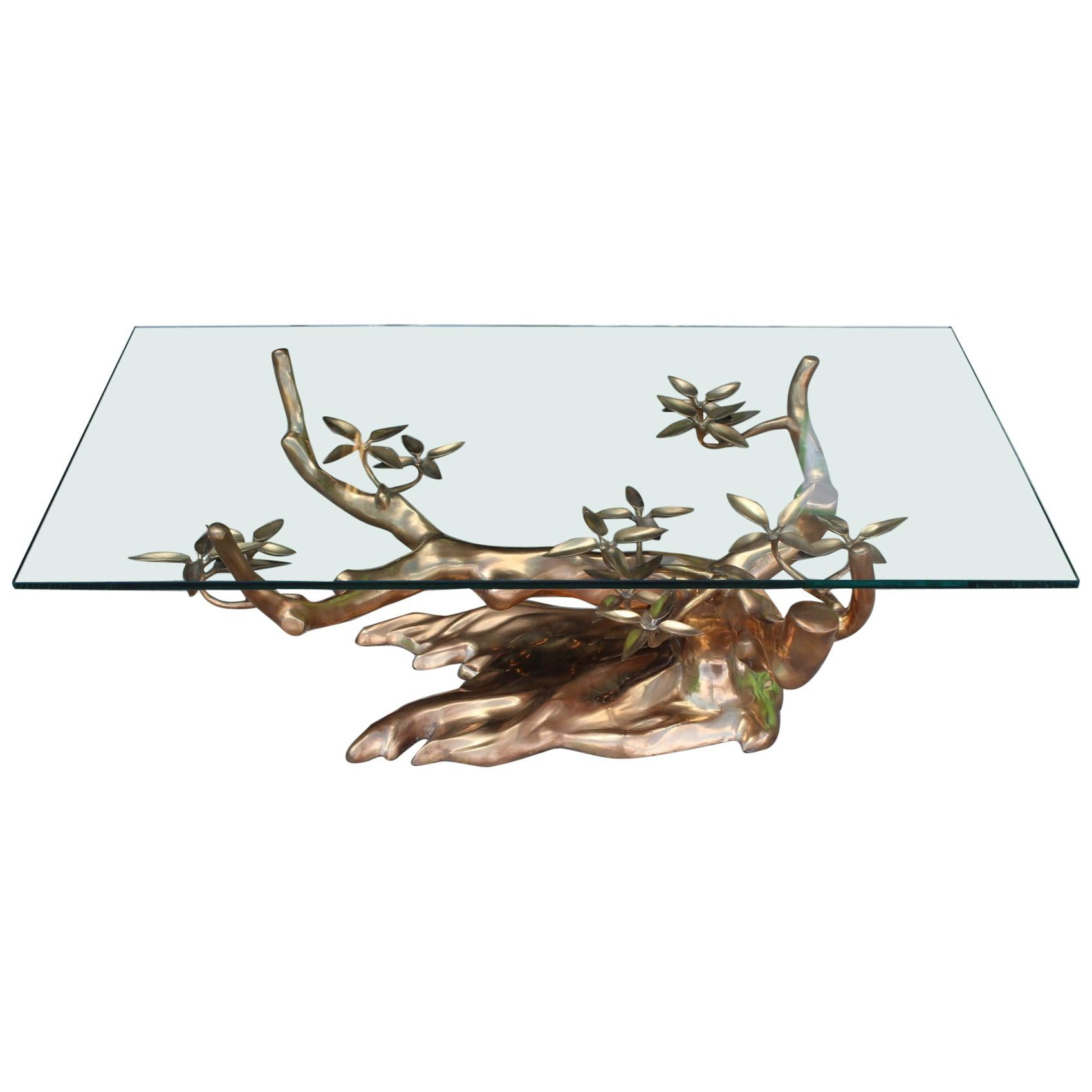Willy Daro Mid-Century Modern Brass Tree Cocktail Table