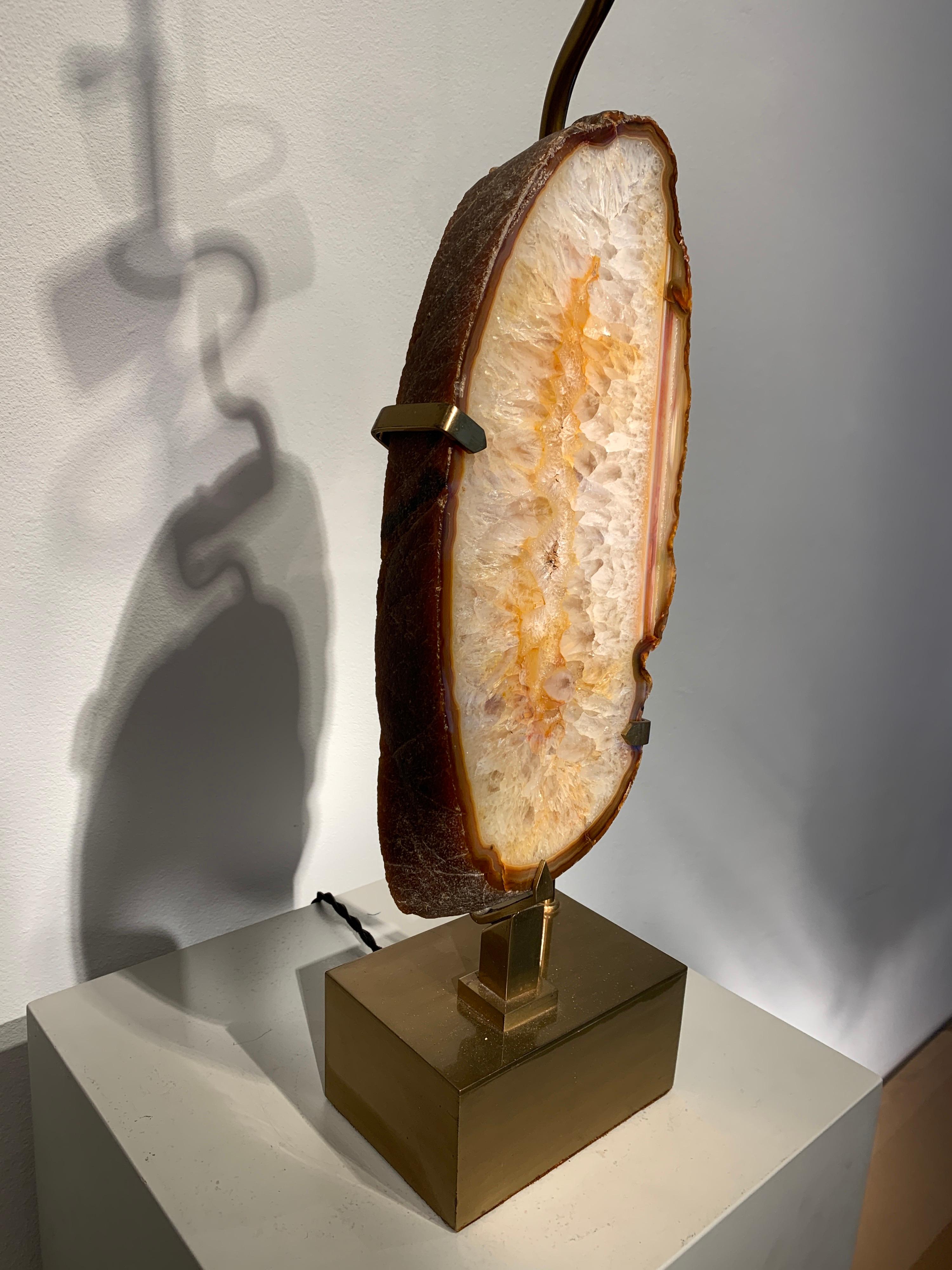 Willy Daro Mounted Stone Table Lamp, 1970s For Sale 1