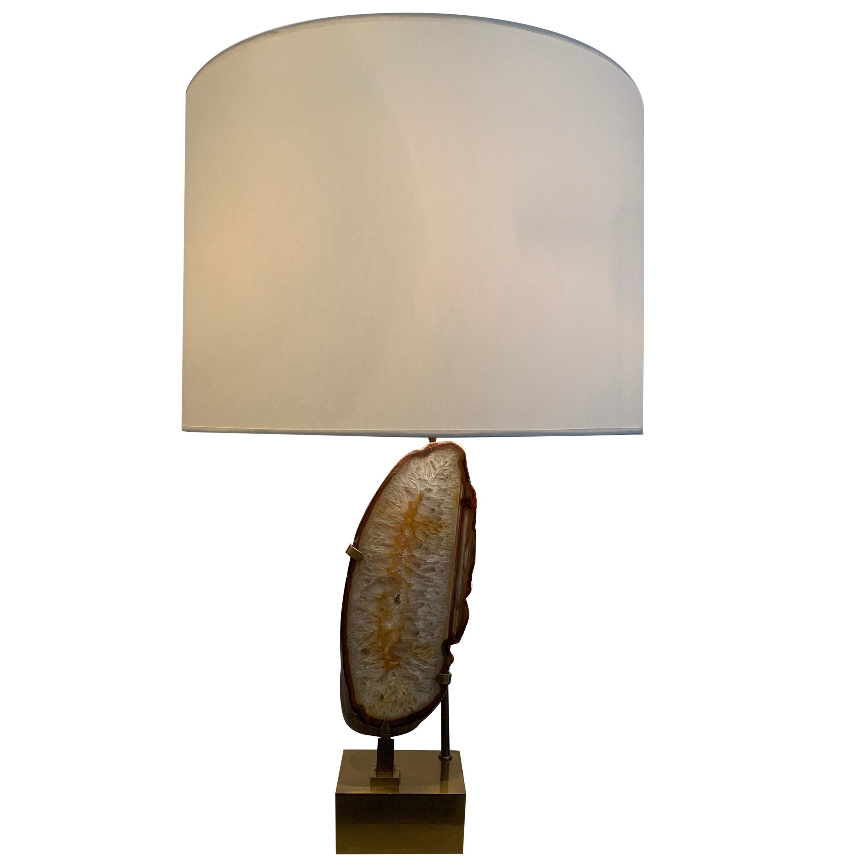 Willy Daro Mounted Stone Table Lamp, 1970s