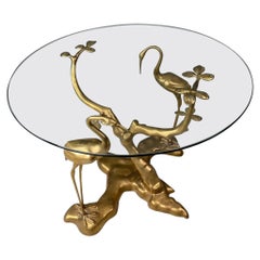 Willy Daro side table Crane bird brass Bonsai tree 1970 Belgium
