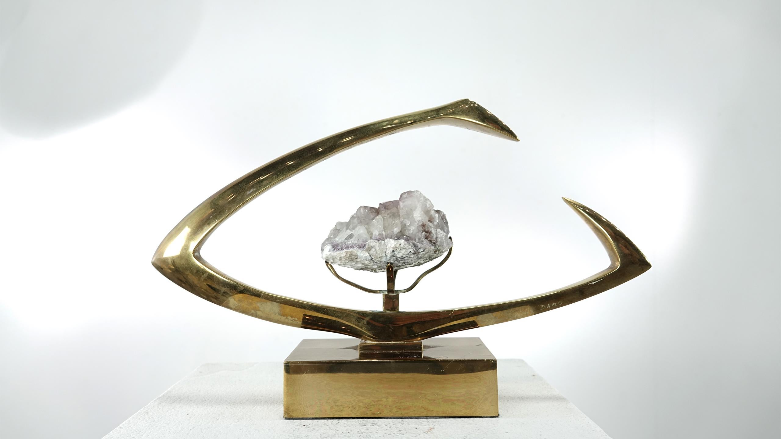 Mid-Century Modern Willy Daro Signed Brass Sculpture