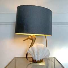 Willy Daro Swan Table Lamp White Gold 1970's