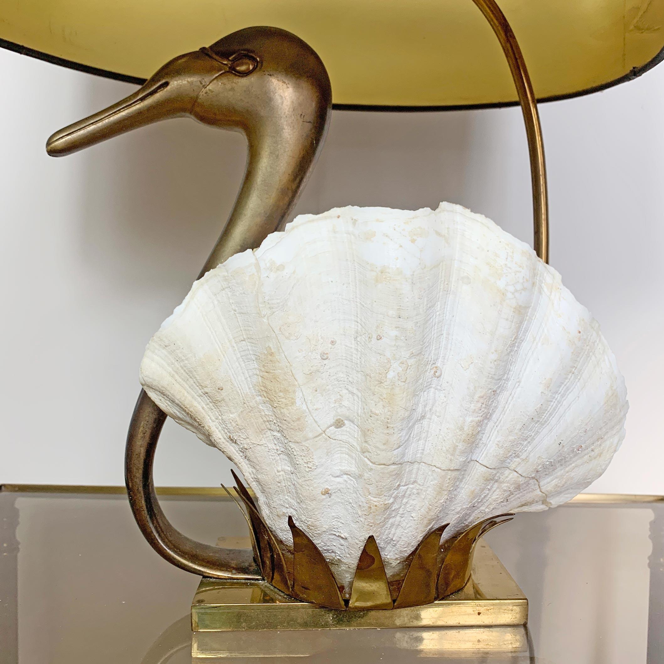 Belgian Willy Daro Swan Table Lamp White Gold , 1970s For Sale