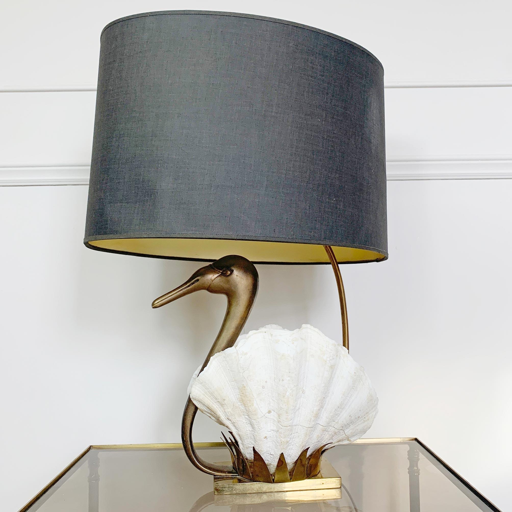 20th Century Willy Daro Swan Table Lamp White Gold , 1970s For Sale