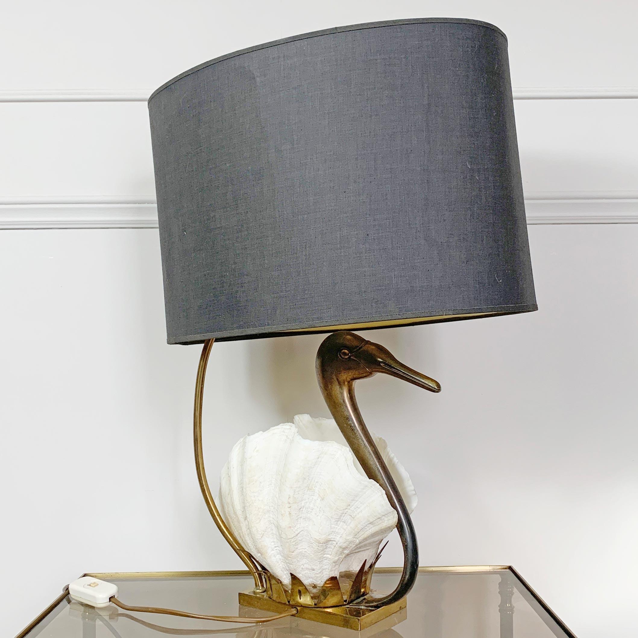 Willy Daro Swan Table Lamp White Gold , 1970s For Sale 1