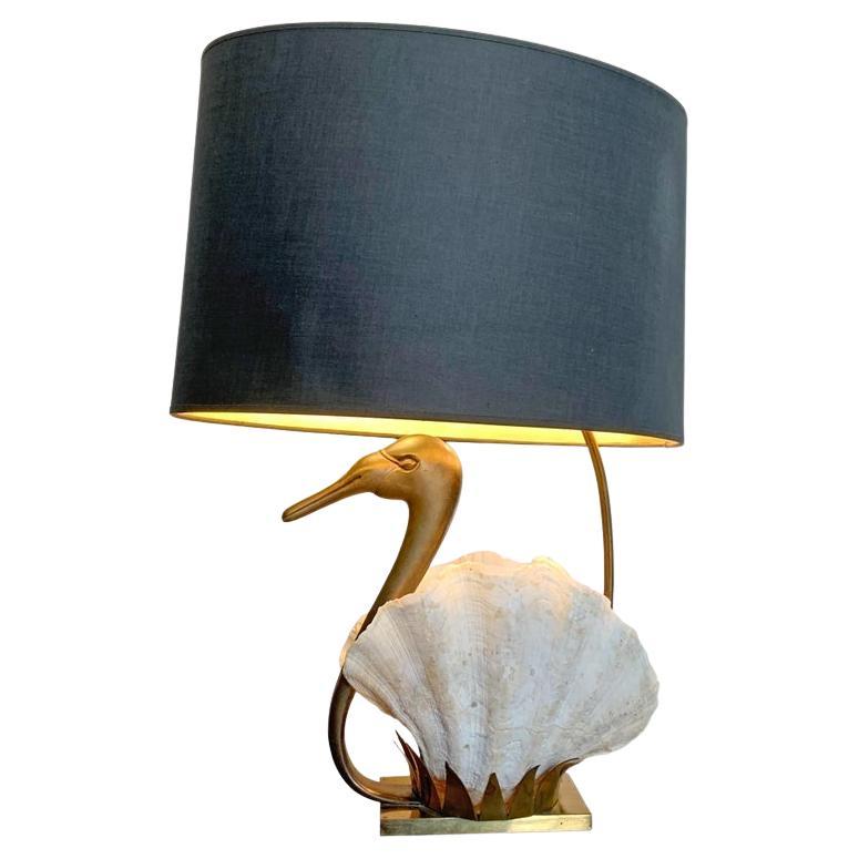 Willy Daro Swan Table Lamp White Gold 1970
s