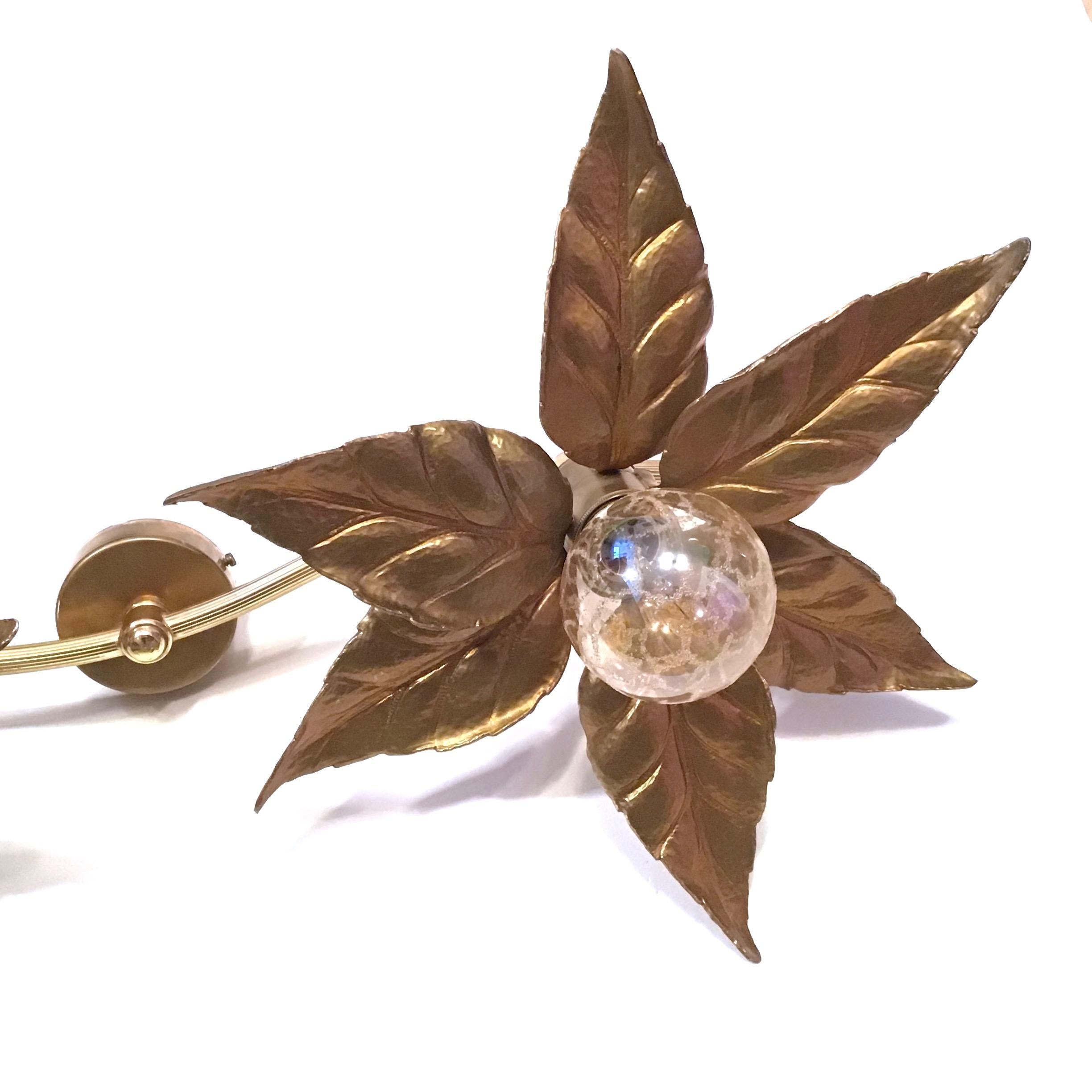 Brass Willy Daro Two-Flower Wall Light, Massive Lighting, 1970s For Sale