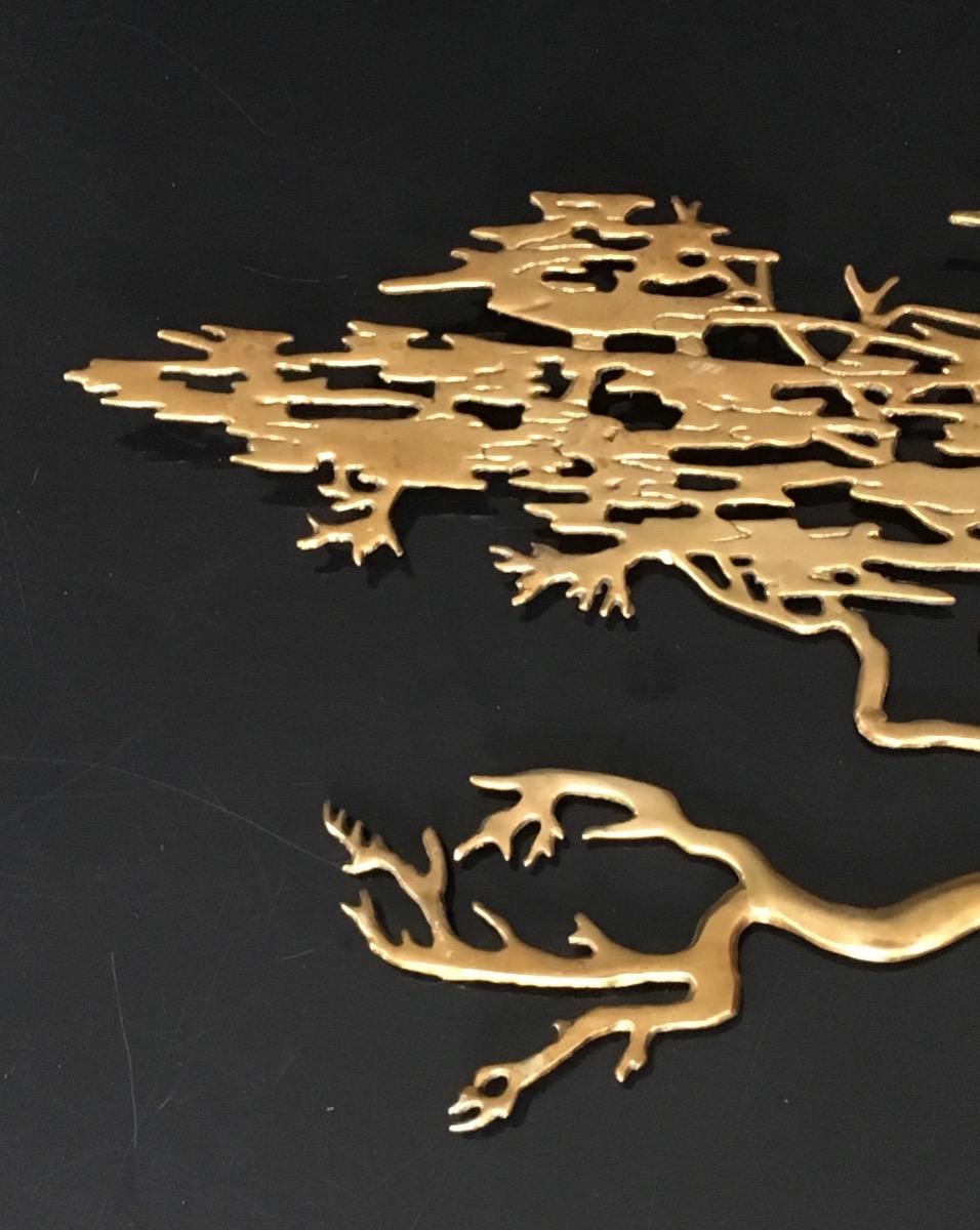 This unusual and decorative sculpture of a banzai tree is made of gild brass. It is a relief scupture by famous designer Willy Daro, circa 1970.