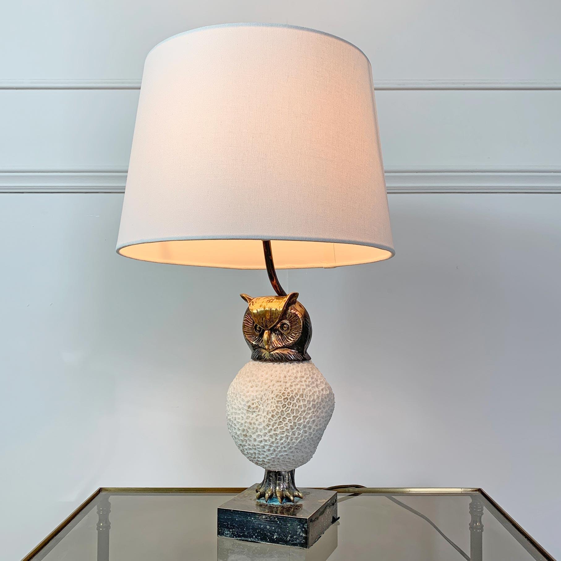 20th Century Willy Daro White Owl Table Lamp, 1970s For Sale