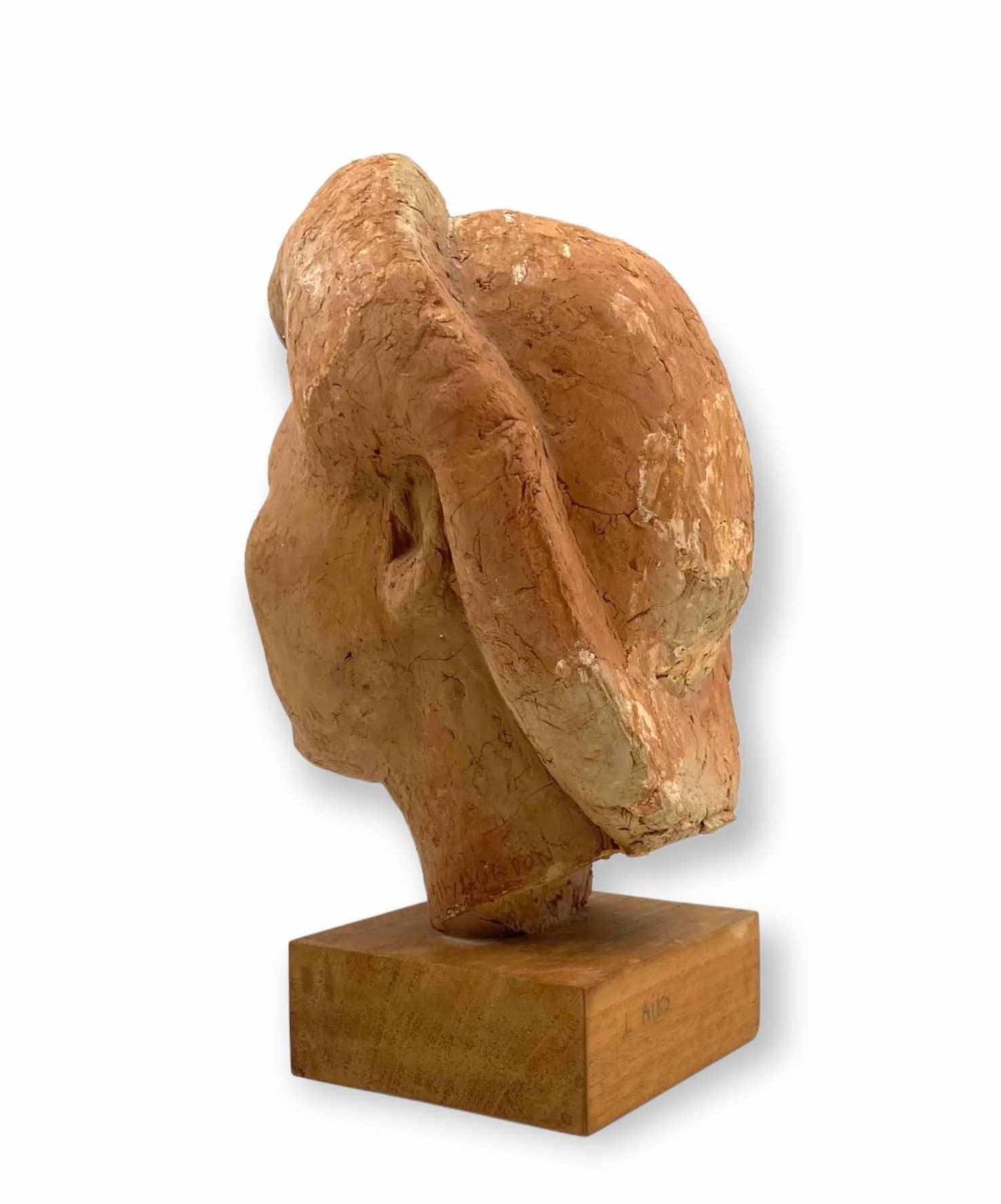 Willy Gordon, Terracotta Japanese Girl Akito Head Sculpture, France, 1940s For Sale 6